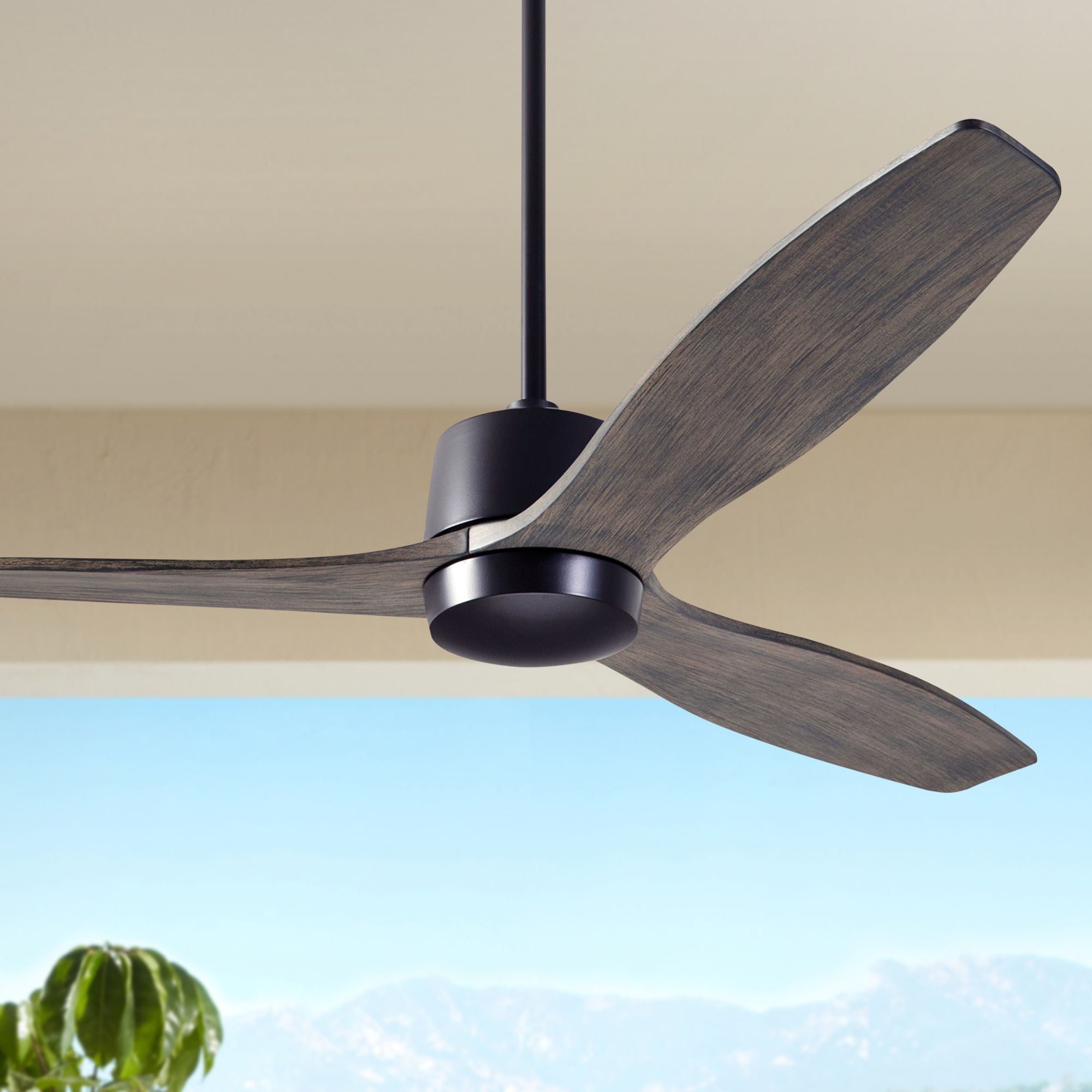 54" Modern Fan Arbor DC Dark Bronze - Graywash Damp Rated Ceiling
