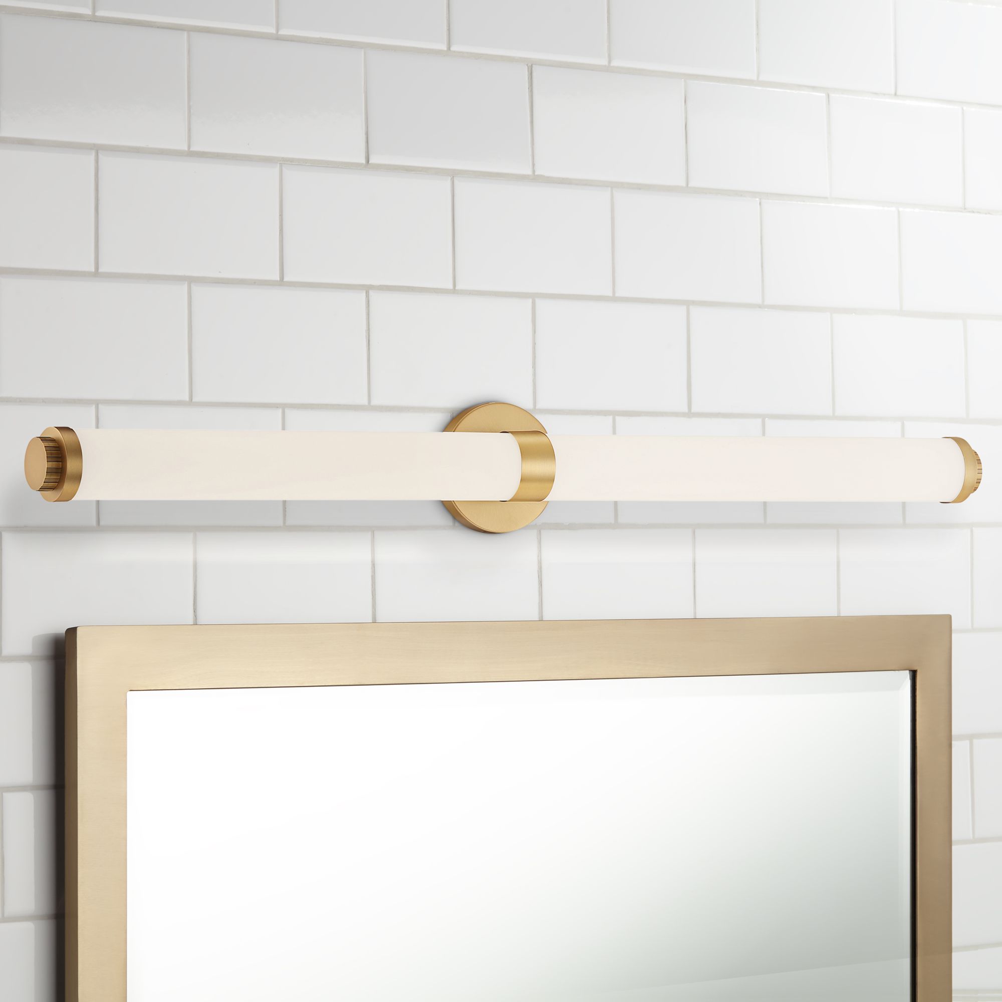 Aqua 37 1/4" Wide Brushed Gold Metal Bar LED Bath Light 96V85