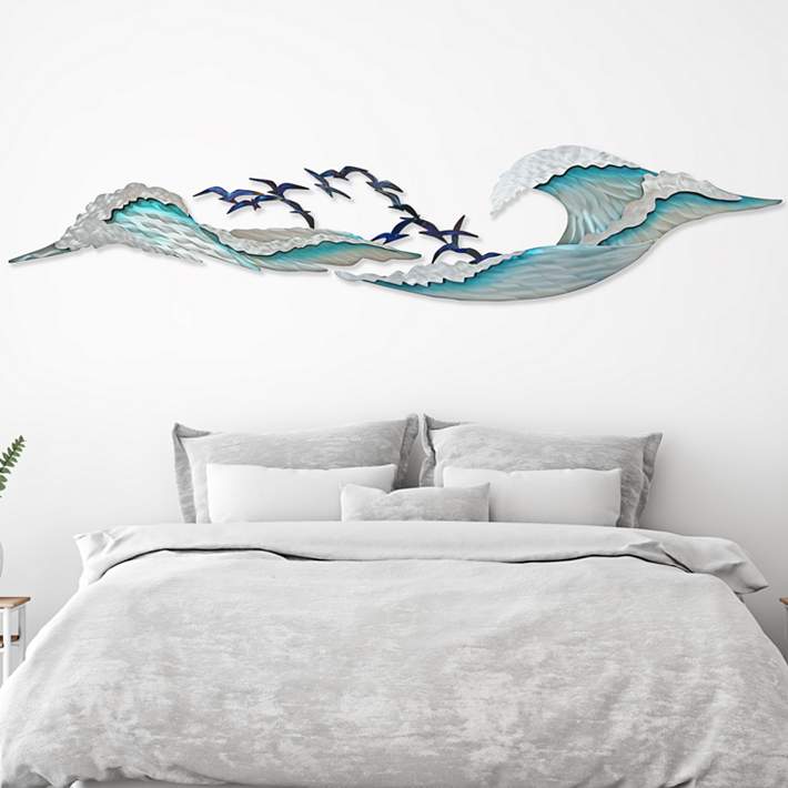 Ocean Waves I 82 Wide Indoor Outdoor Metal Wall Art 96y80 Lamps Plus - Outdoor Wall Art For Beach House