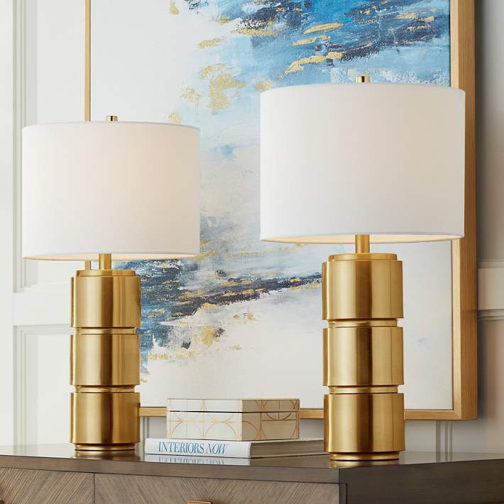 Eliza Luxe Finish Modern Brass Table, Contemporary Brass Desk Lamps