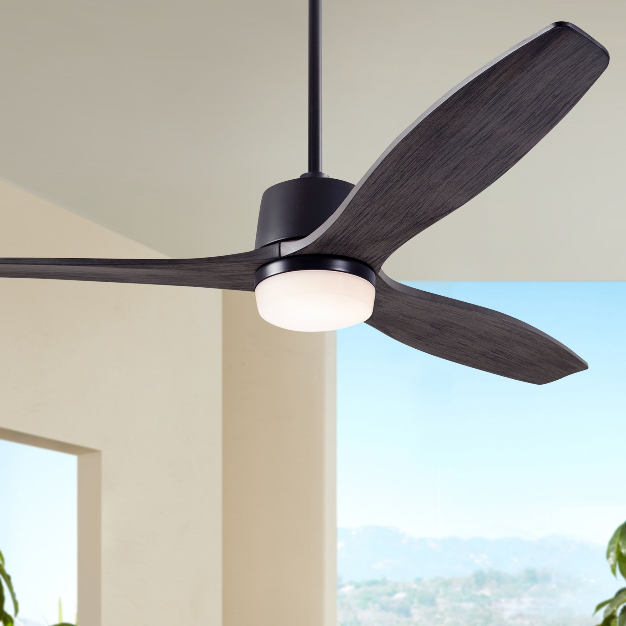 54" Modern Fan Arbor DC Dark Bronze - Ebony Damp Rated LED Ceiling
