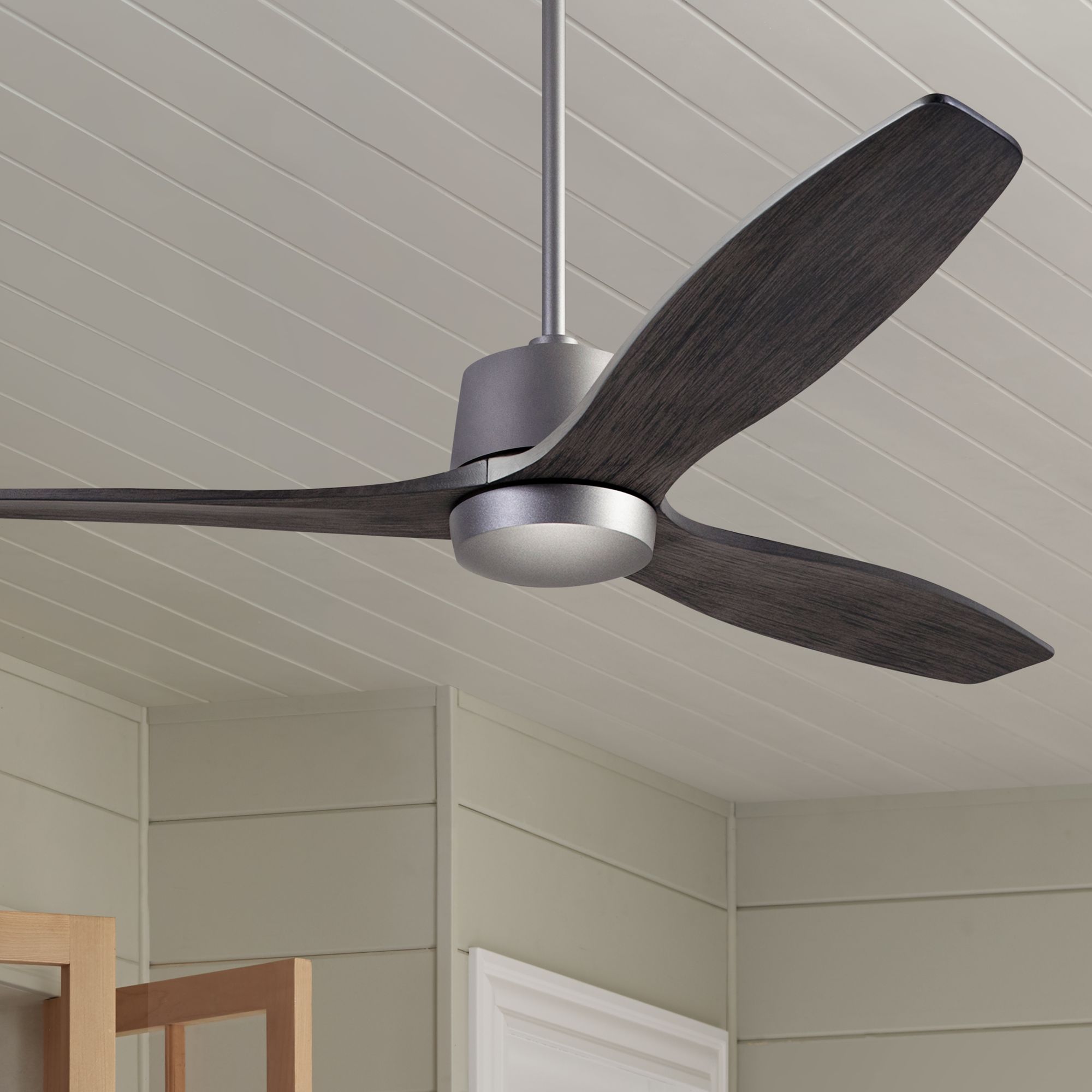 54" Modern Fan Arbor DC Graphite and Ebony Damp Rated Ceiling