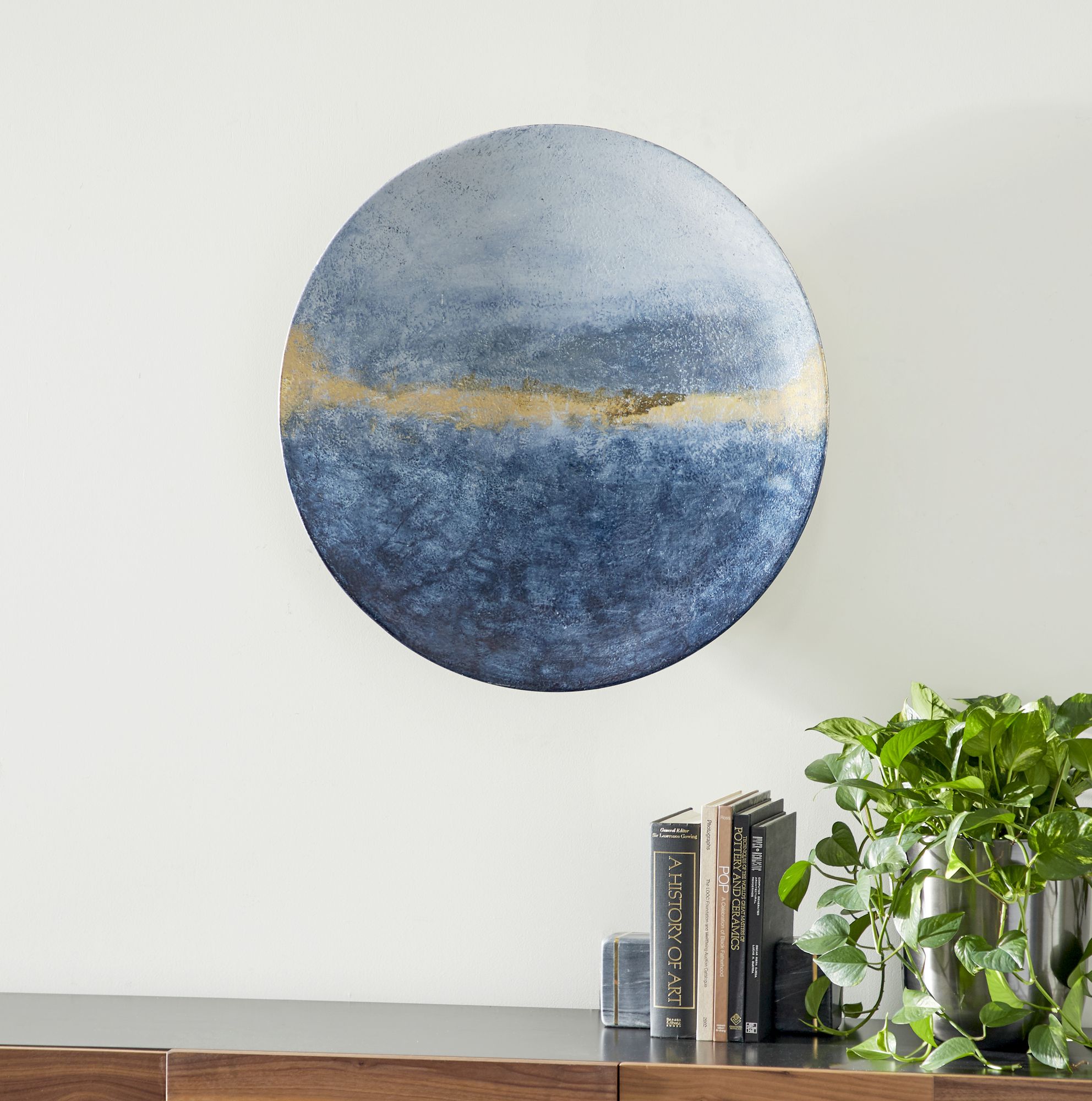 Blue And Gold Metal 30 3 4 Round Wall Art 97h06 Lamps Plus