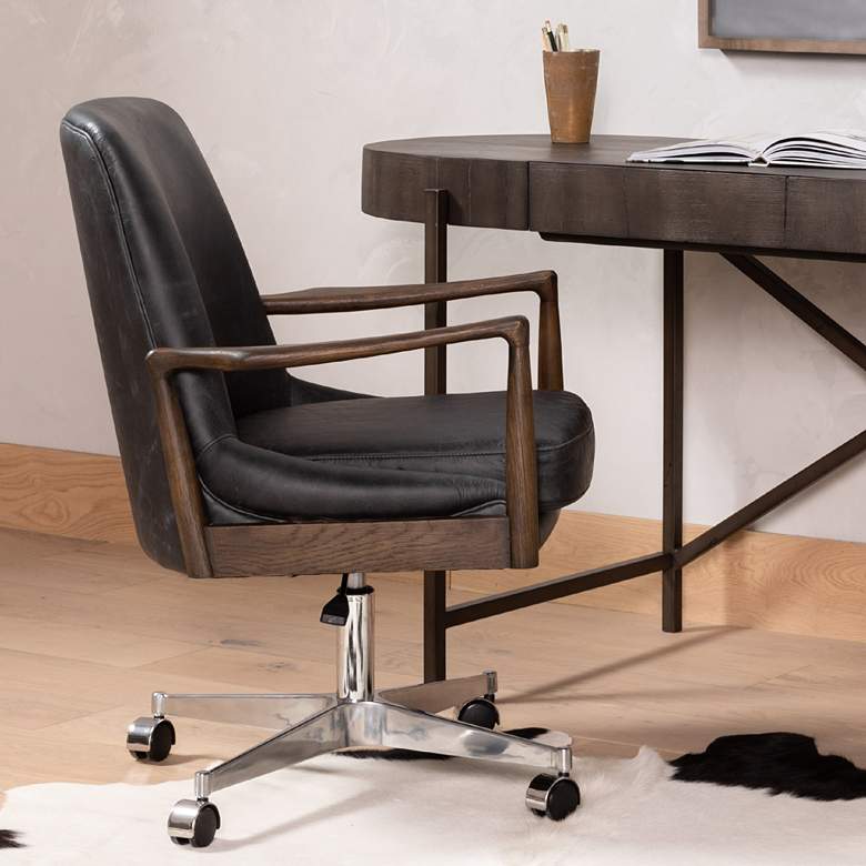 Braden Mid-Century Durango Leather Adjustable Swivel Desk Chair