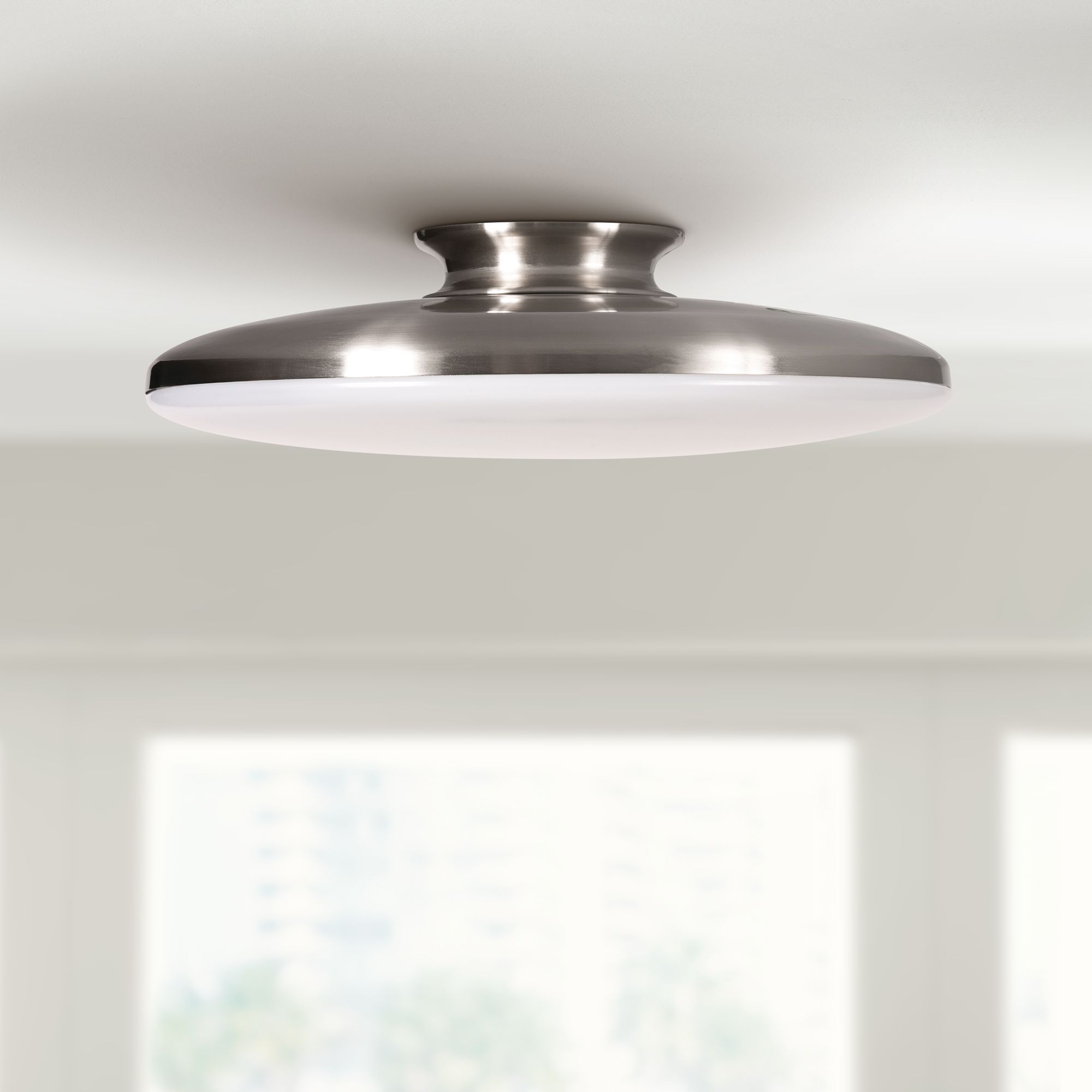 Skye 15" Wide Round Satin Nickel Metal LED Ceiling Light