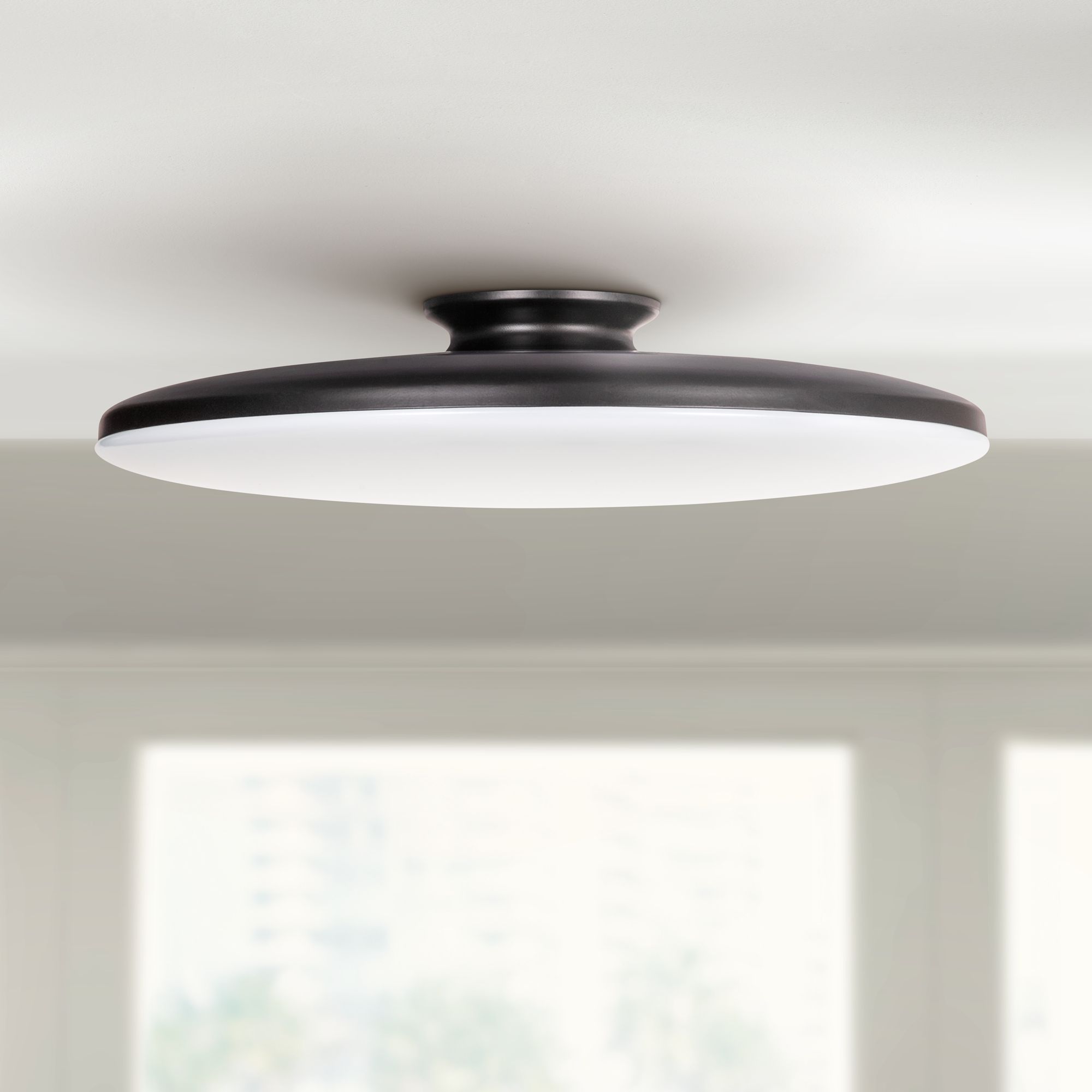 Skye 19" Wide Round Black Metal LED Ceiling Light