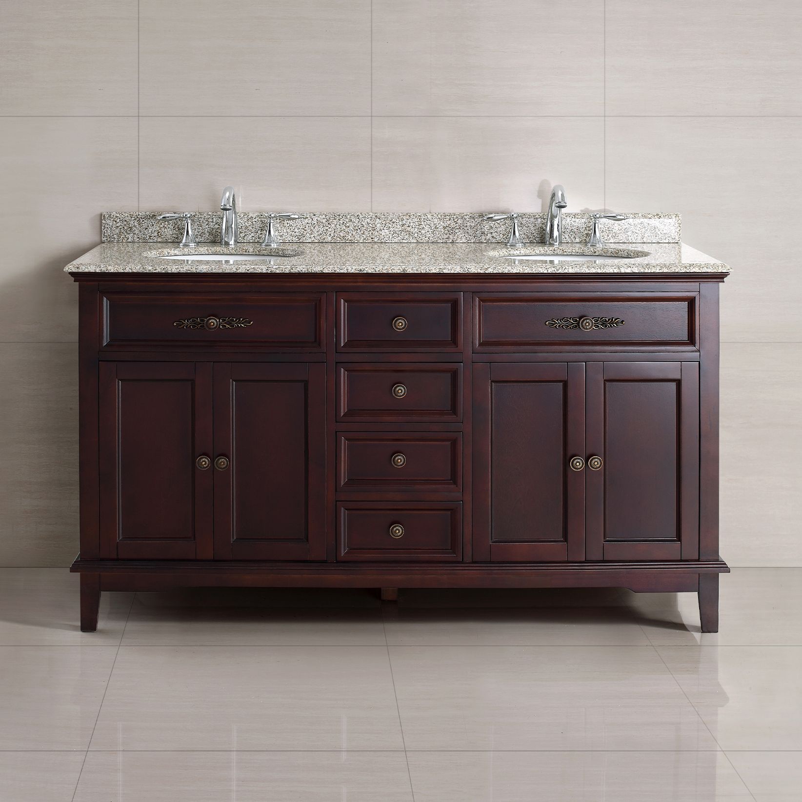 Dustin 60" Wide Tobacco 4-Door Double Sink Vanity