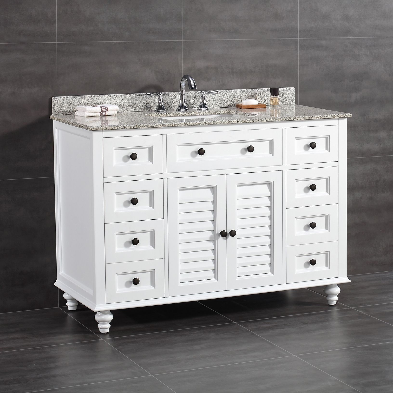 Heather 48" Wide White 6-Drawer Single Sink Vanity