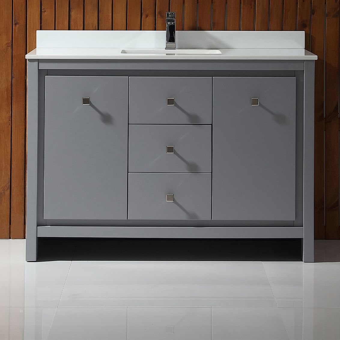 Kevin 48" Wide Pebble Gray 2-Door Single Sink Vanity