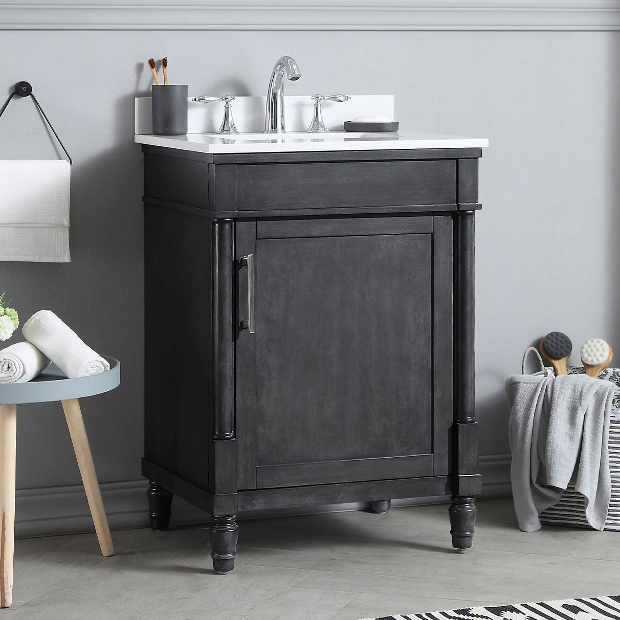 Layla 24" Wide Iron Gray 1-Door Single Sink Vanity