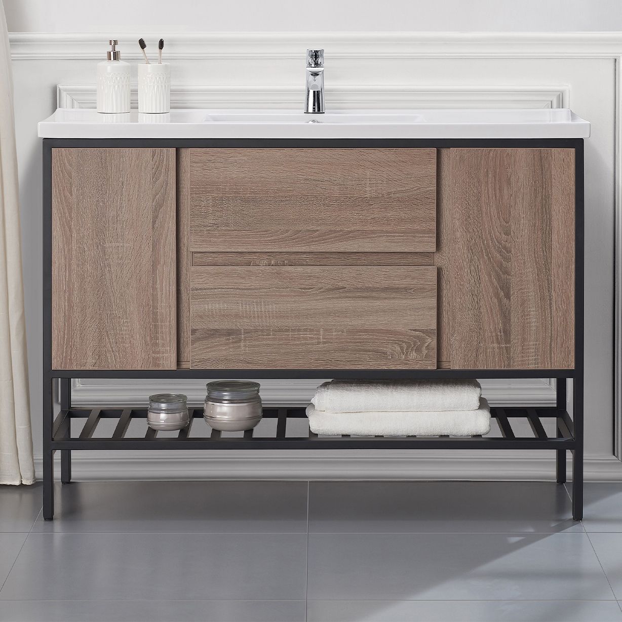 Memphis 47 3/4" Wide Taupe 2-Door Single Sink Vanity