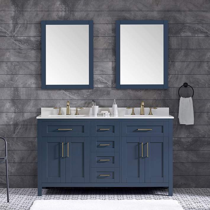 Tahoe 60 Wide Blue Double Sink Vanity, 60 Inch Wide Bathroom Vanity Mirror