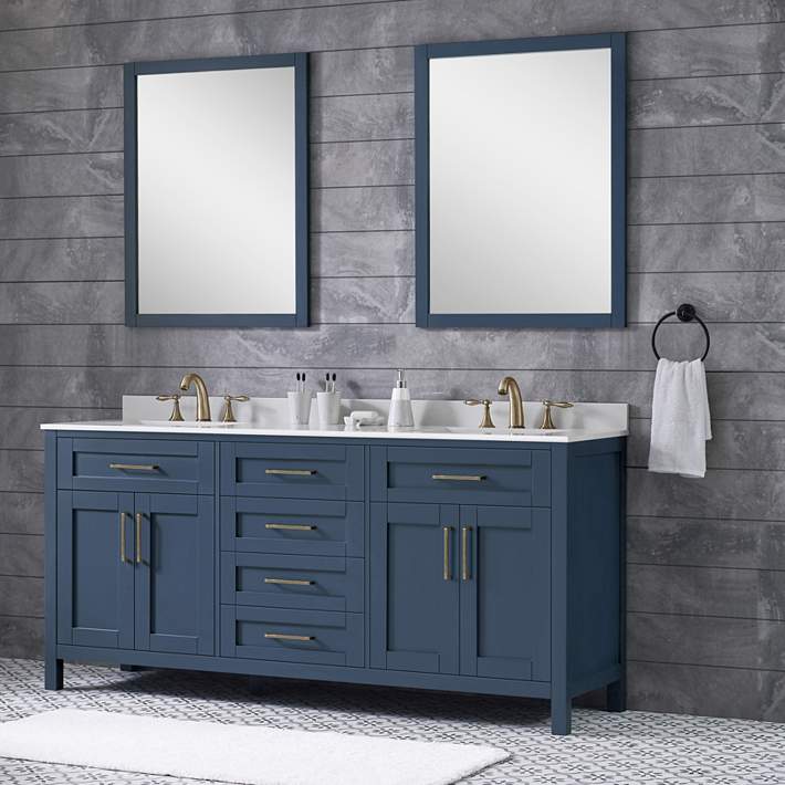 Tahoe 72 Wide Blue Double Sink Vanity, 72 Inch Double Vanity Mirror