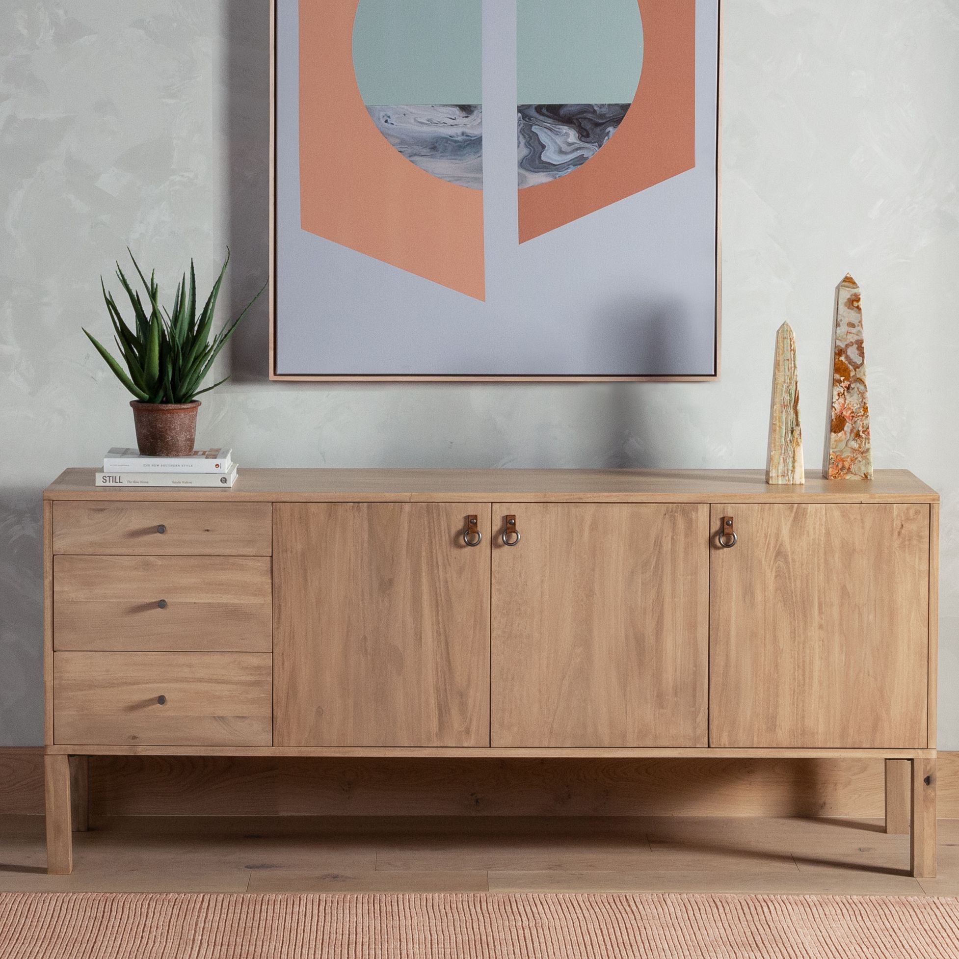 Isador 74" Wide Rustic Poplar 3-Drawer Sideboard