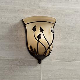 Pair of Modern 2 Way White/Gold Decorative Leaf Design Wall Lights