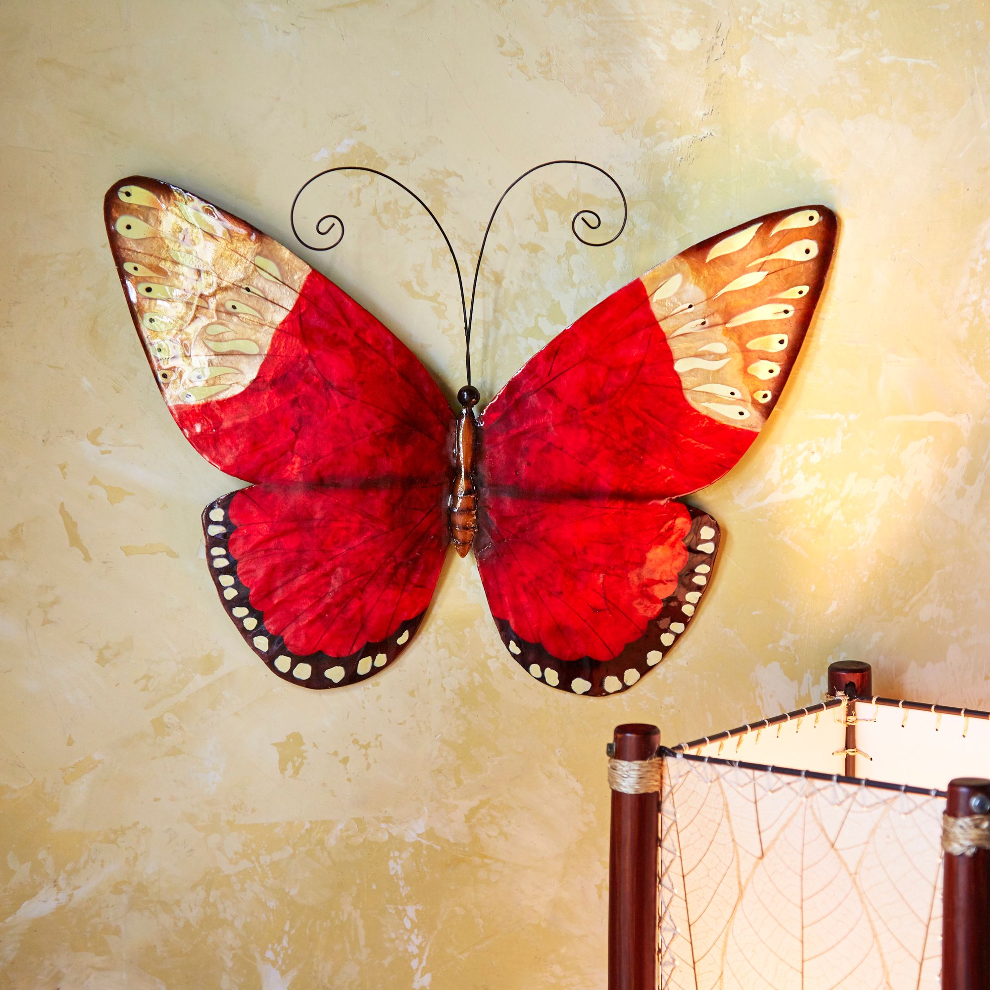 Eangee Butterfly 17" Wide Red Capiz Shell Wall Decor