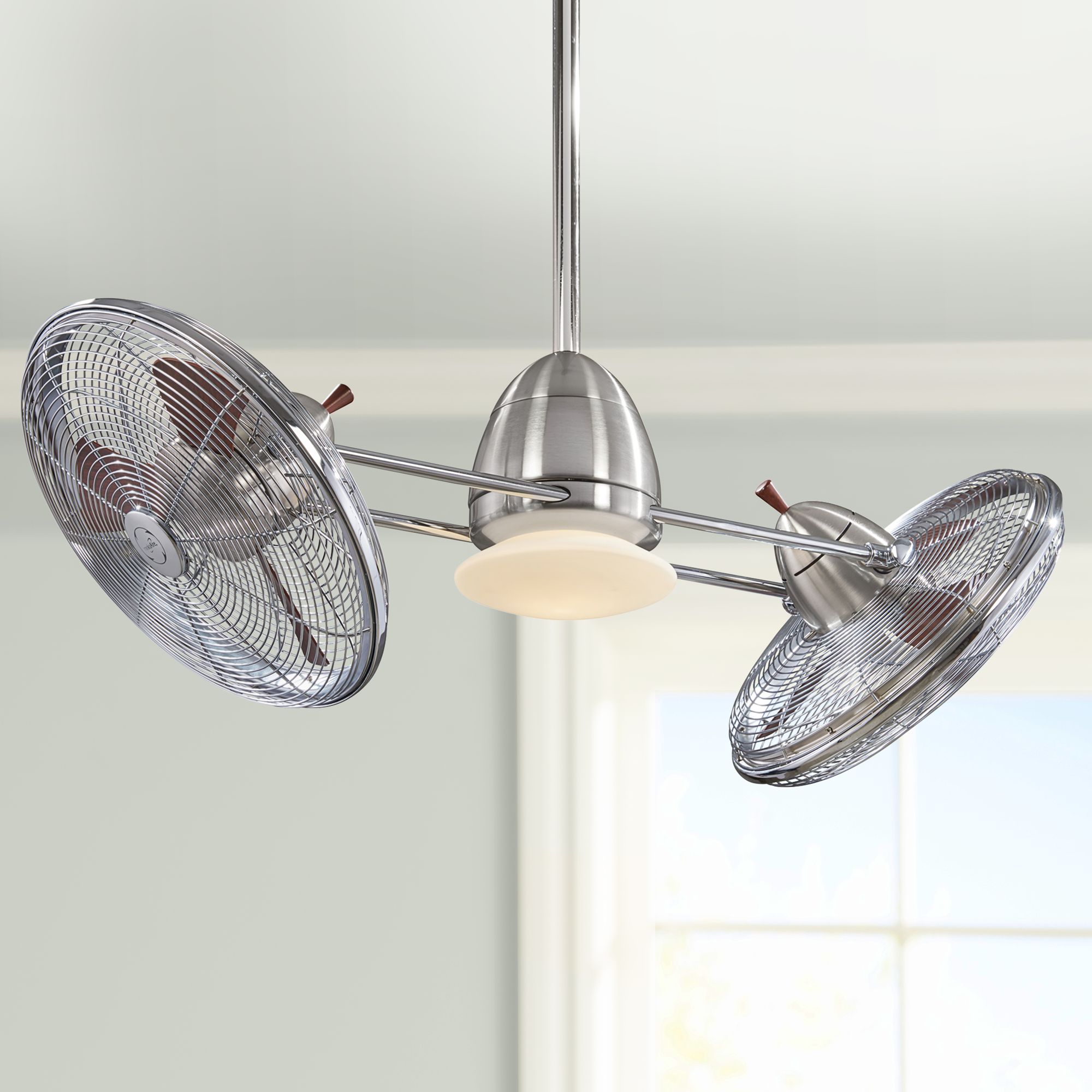 42" Minka Aire Gyro Brushed Nickel and Chrome LED Ceiling Fan