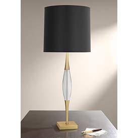 Robert Abbey Juno Brass Metal Table Lamp with Black Shade