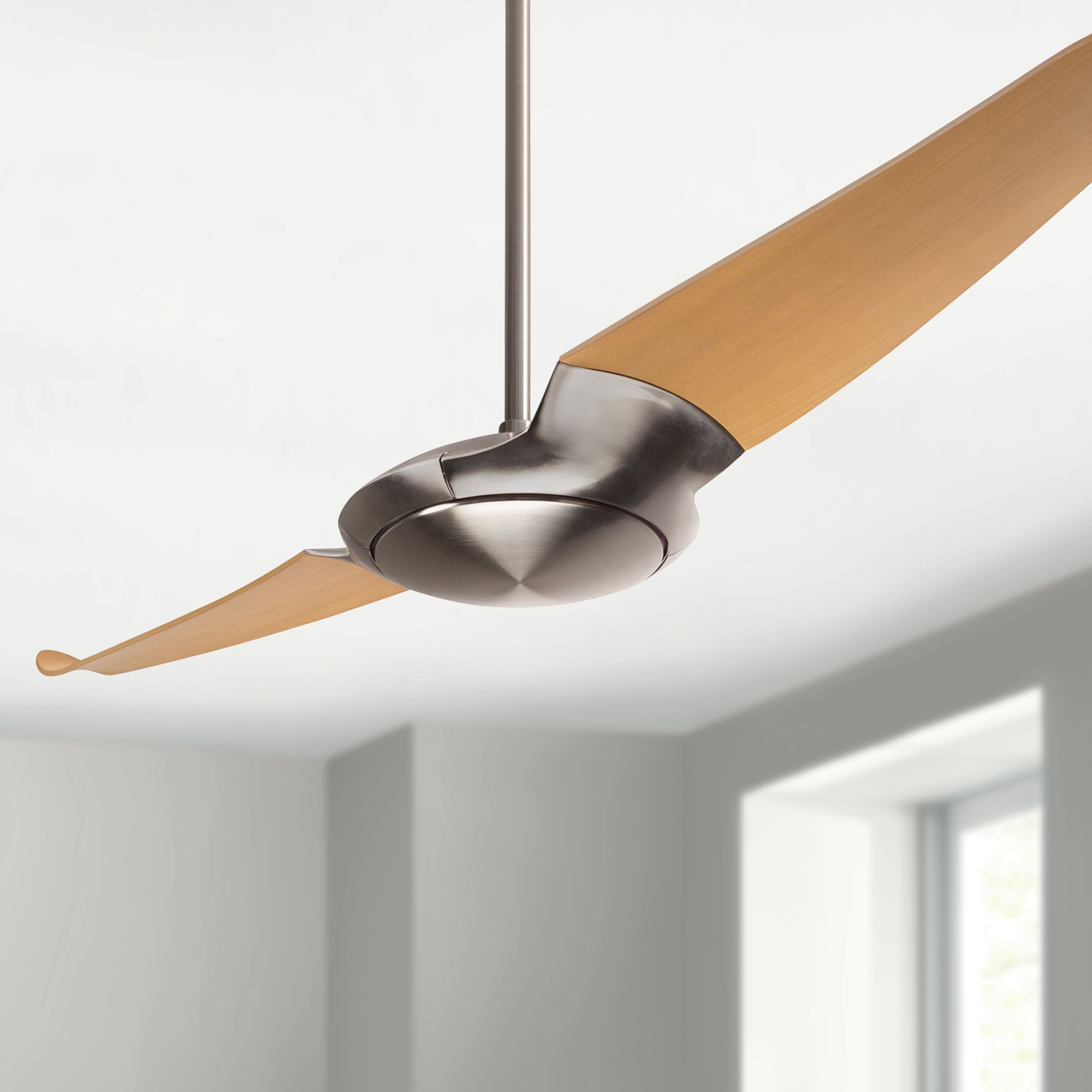 56" Modern Fan IC/Air2 Bright Nickel and Maple Ceiling