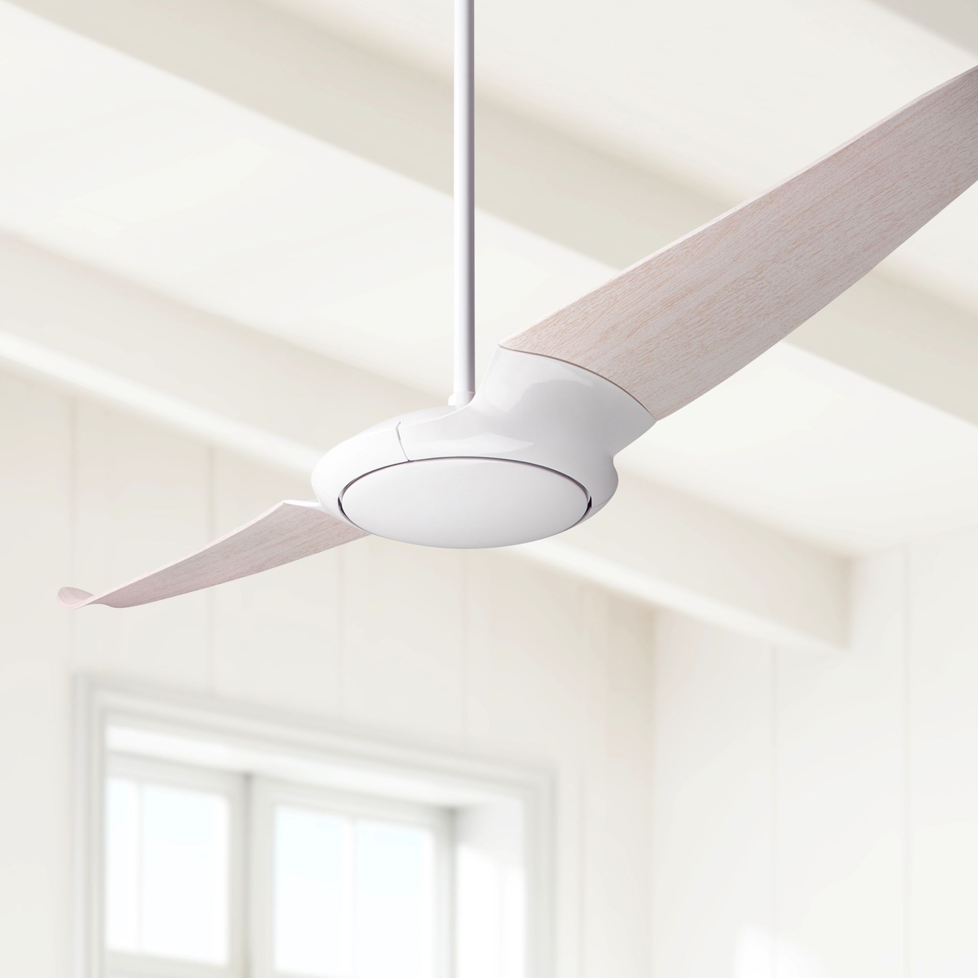 56" Modern Fan IC/Air 2 DC Gloss White and Whitewash Ceiling