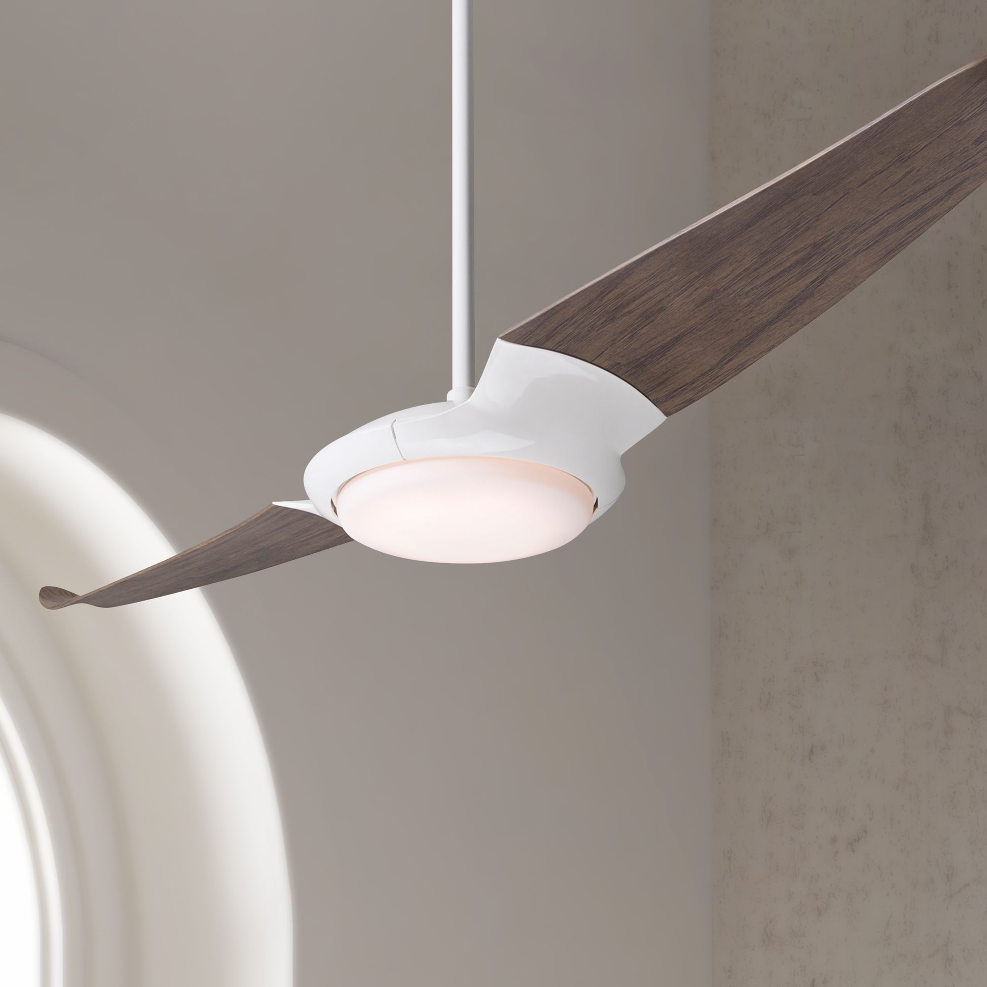 56" Modern Fan IC/Air2 Gloss White and Graywash LED Ceiling