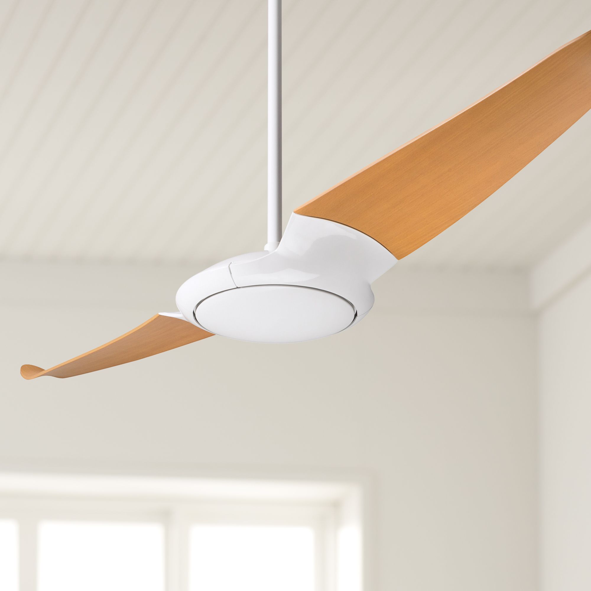 56" Modern Fan IC/Air2 Gloss White and Maple Ceiling