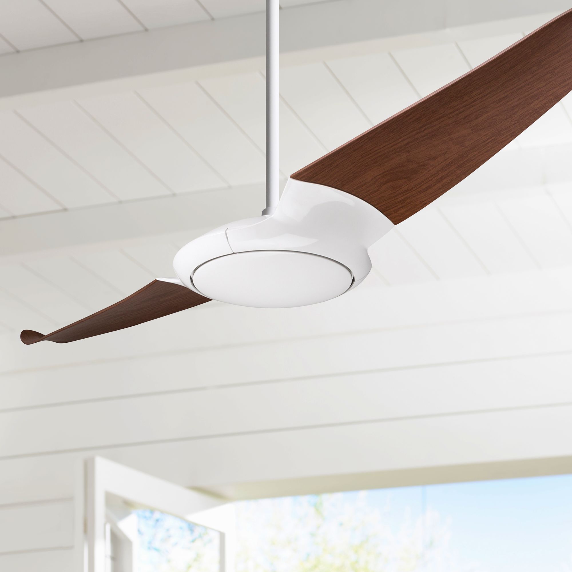 56" Modern Fan IC/Air2 Gloss White and Mahogany Ceiling