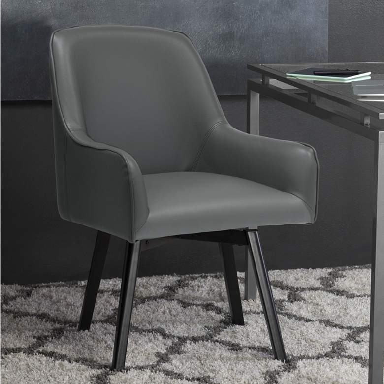 Image 1 Spire Smoke Gray Bonded Leather Swivel Accent Chair