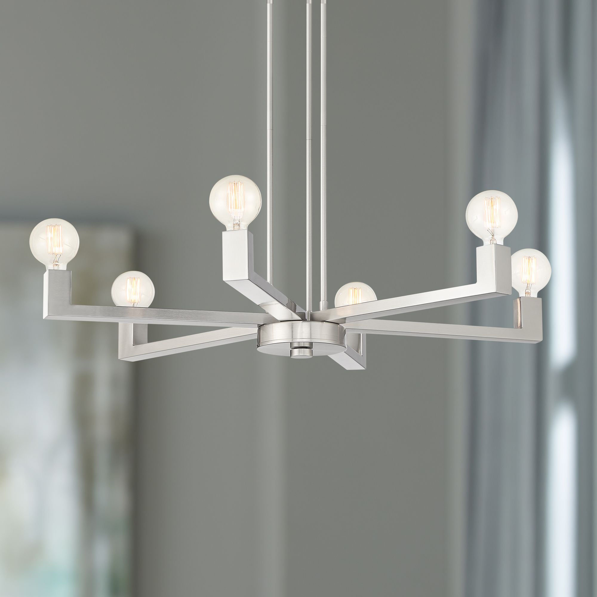 Kantwell 33 3/4" Wide Brushed Nickel 6-Light Chandelier