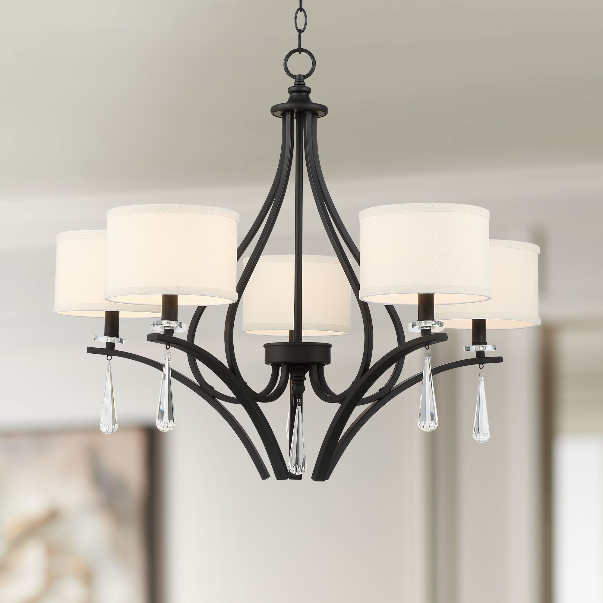 Stiffel Quintana 29 1/2" Wide Black 5-Light Chandelier
