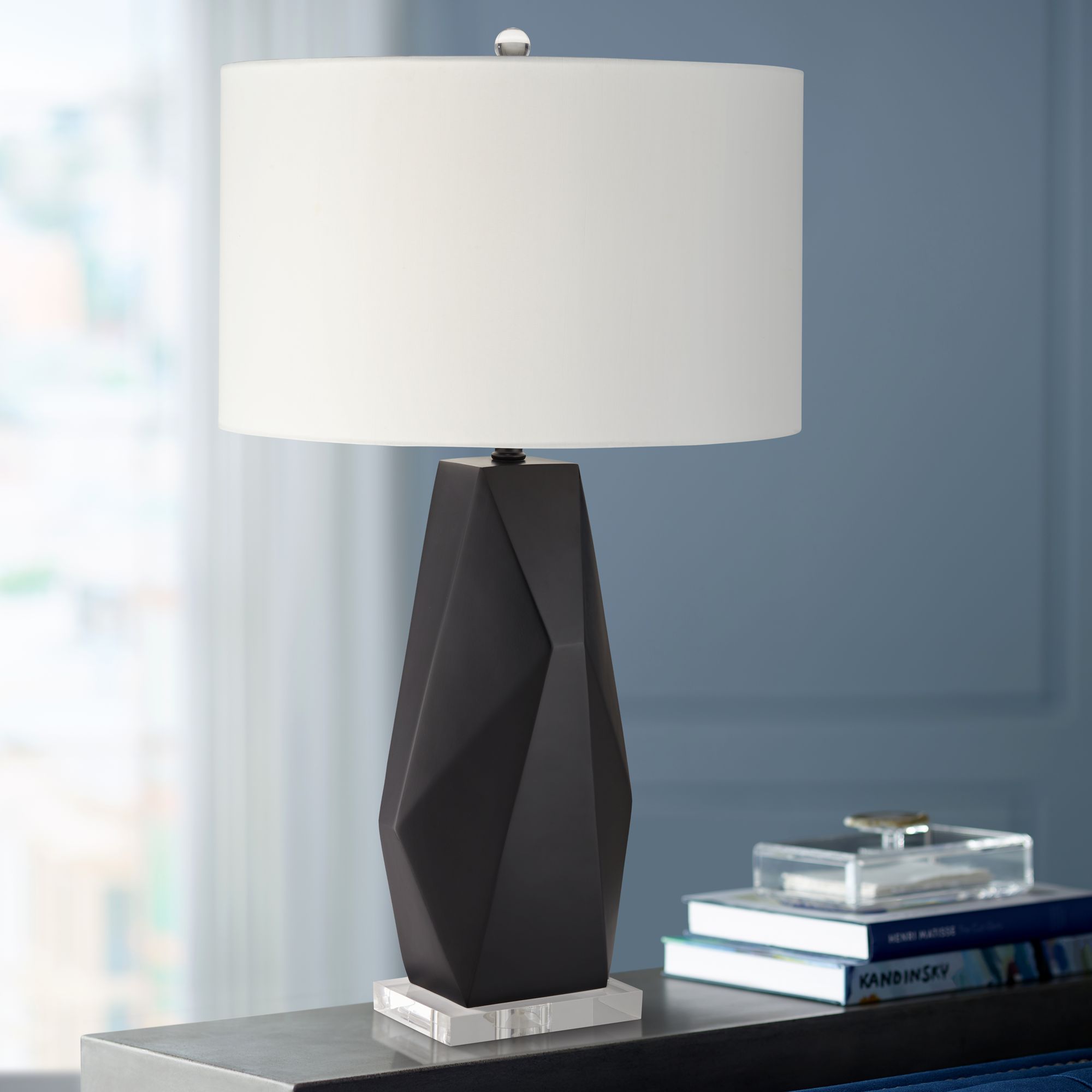 Possini Euro Design Alysha Black Geometric Table Lamp