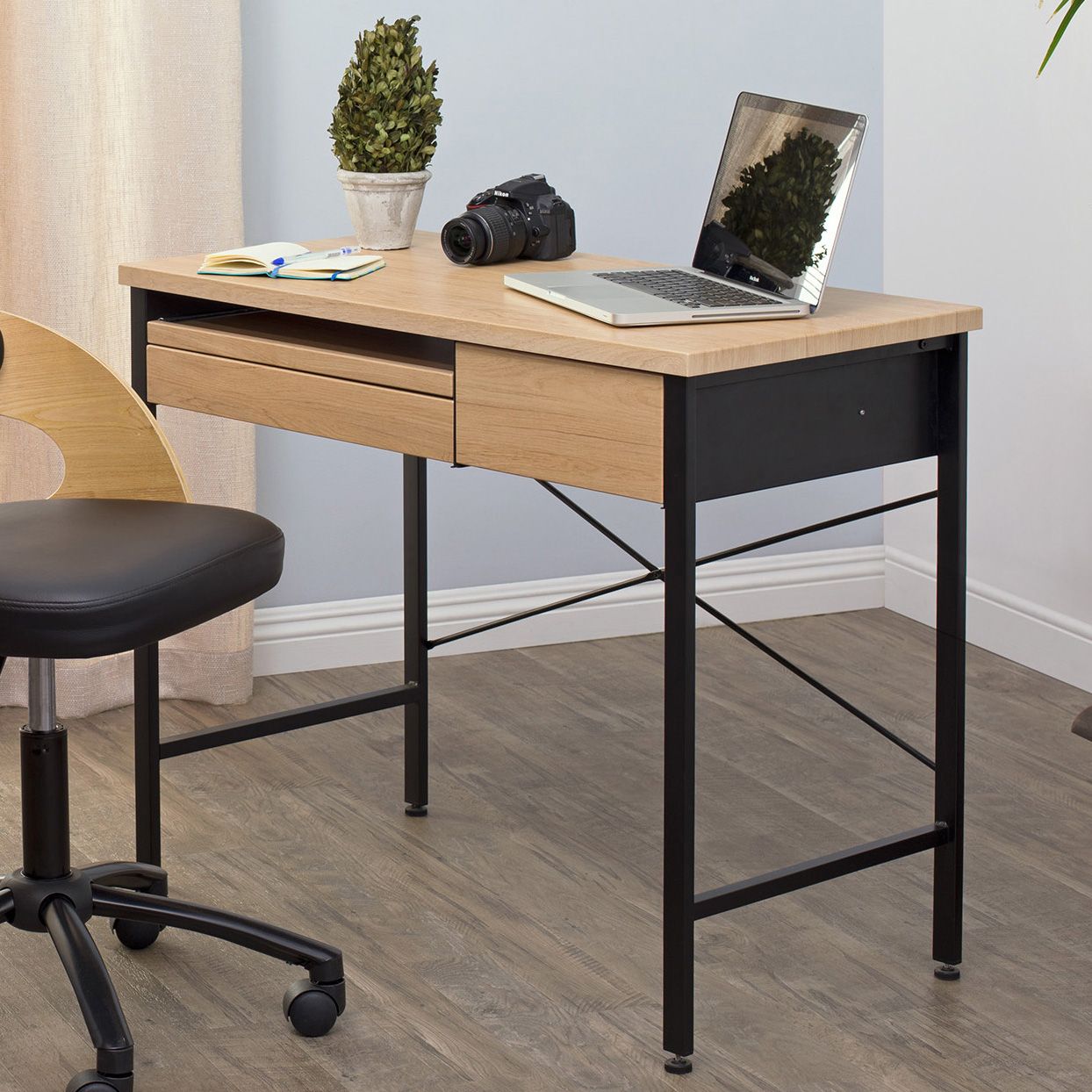 Ashwood 35 1/4" Wide Graphite 2-Drawer Compact Desk