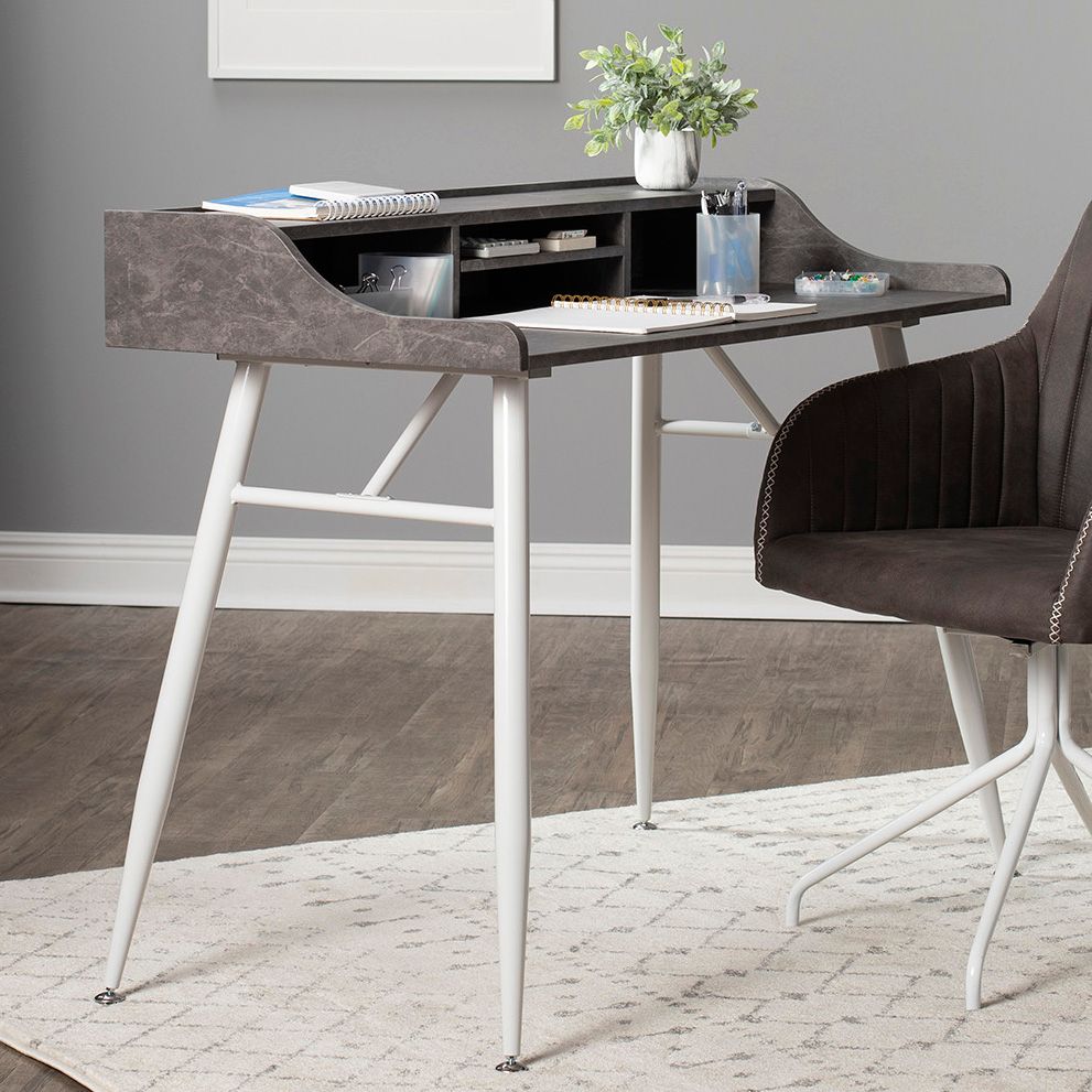 Woodford 41 1/4" Wide White and Cement Writing Desk