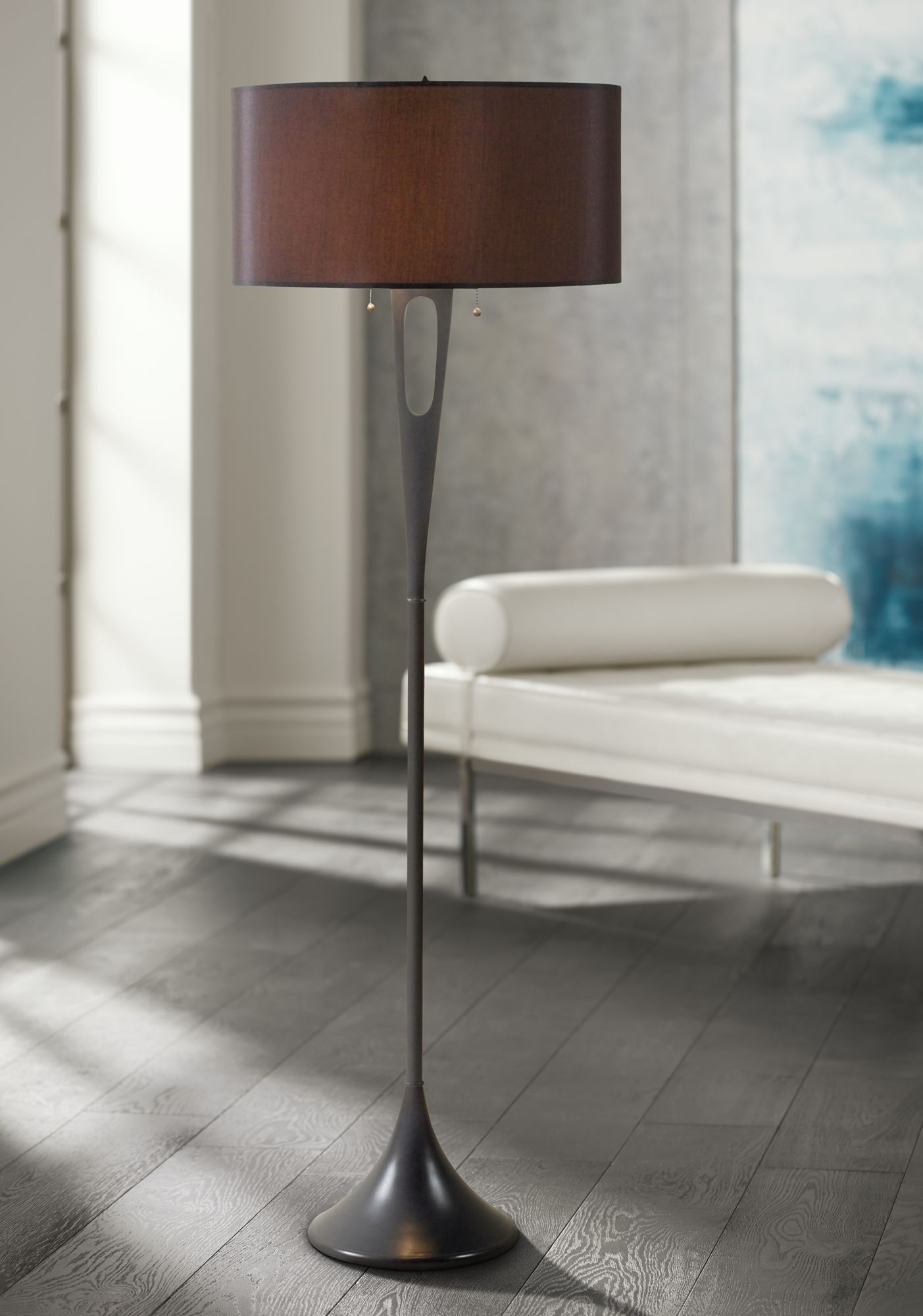 Soiree 60" HIgh French Mod Bronze-Black Floor Lamp