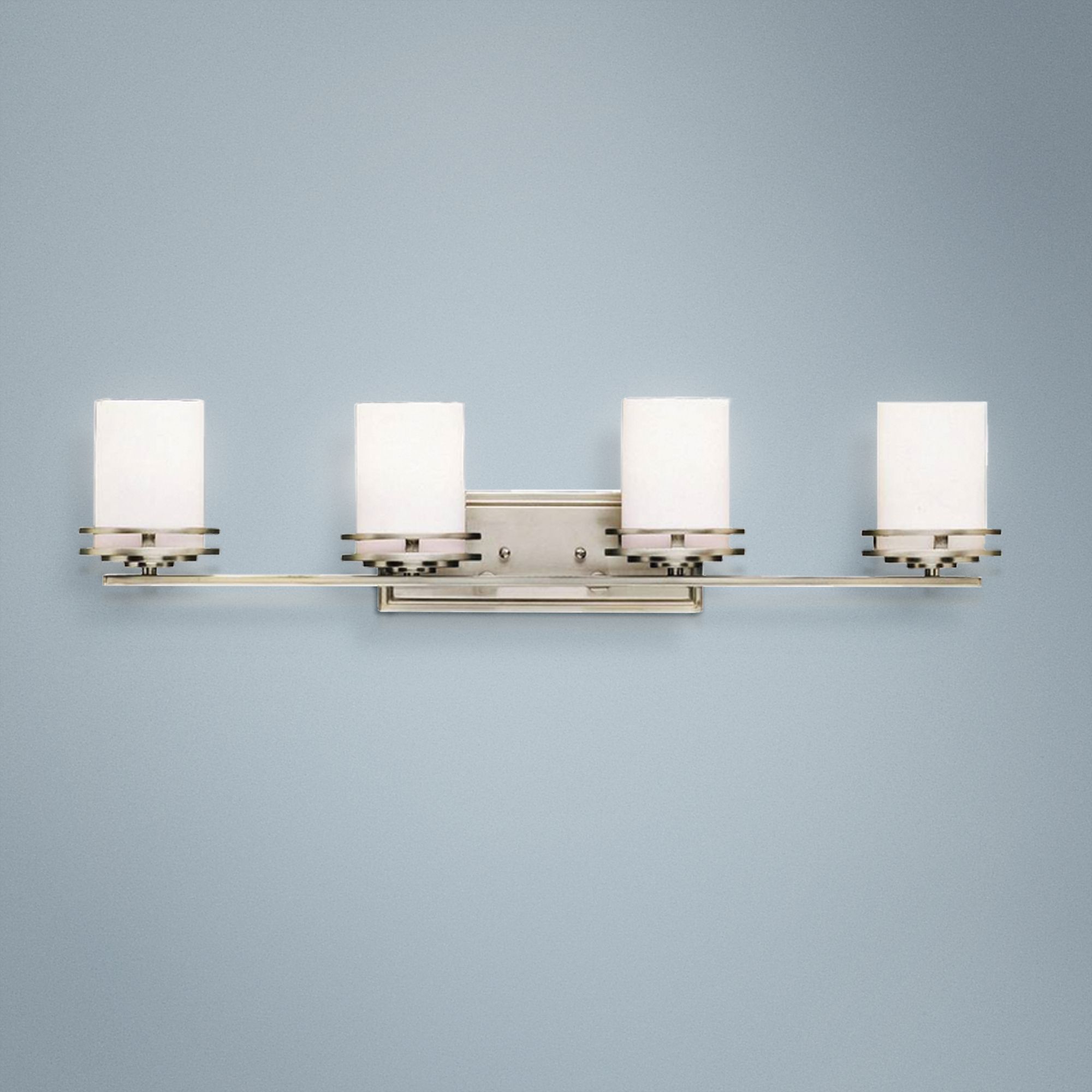 Hendrik Nickel 34" Wide Bathroom Light Fixture