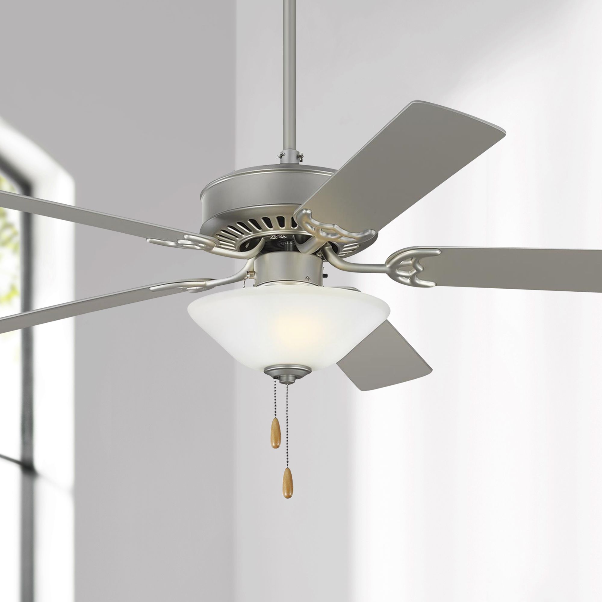 52" Monte Carlo Haven LED 2 Brushed Pewter Pull Chain Ceiling Fan