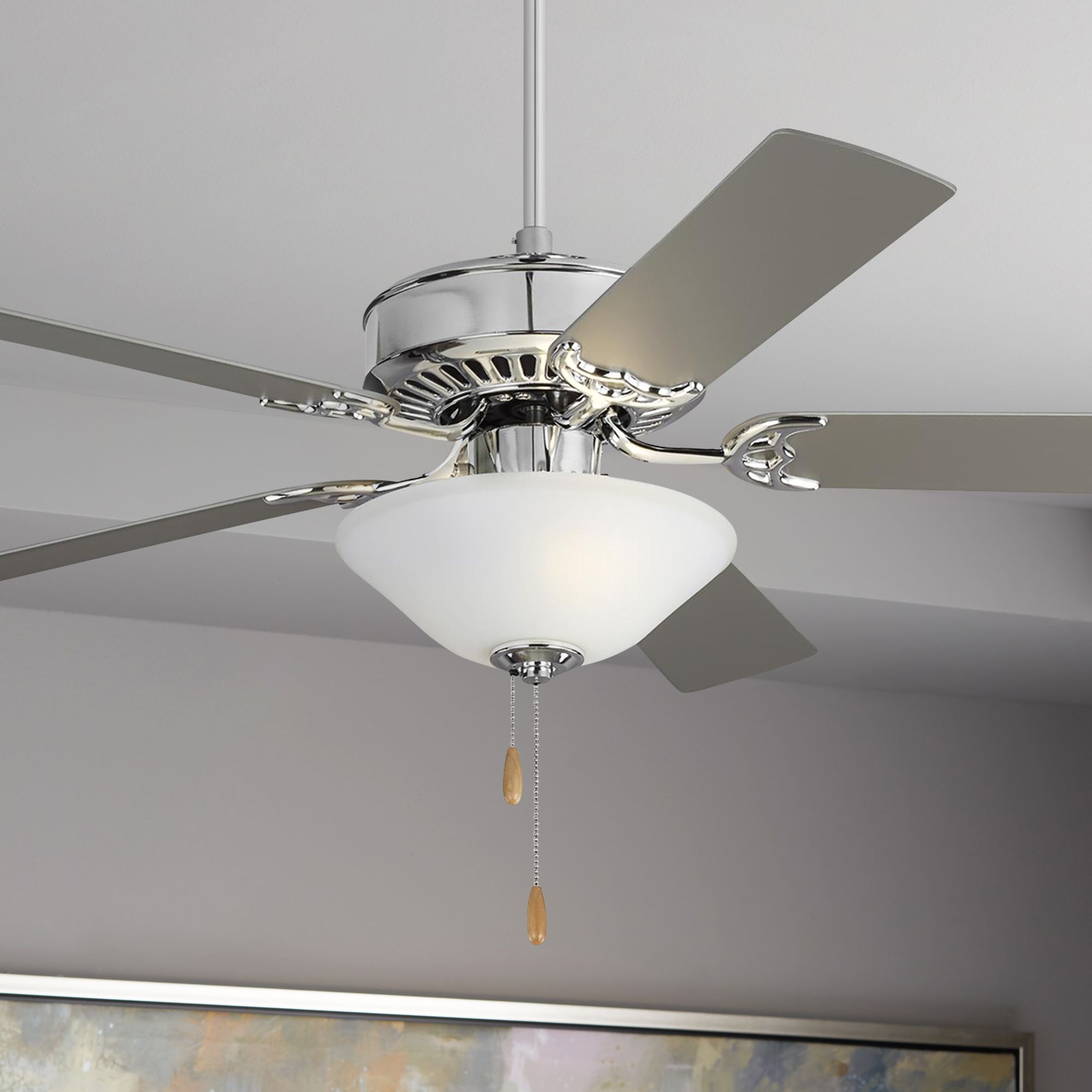 52" Monte Carlo Haven LED 2 Chrome Pull Chain Ceiling Fan