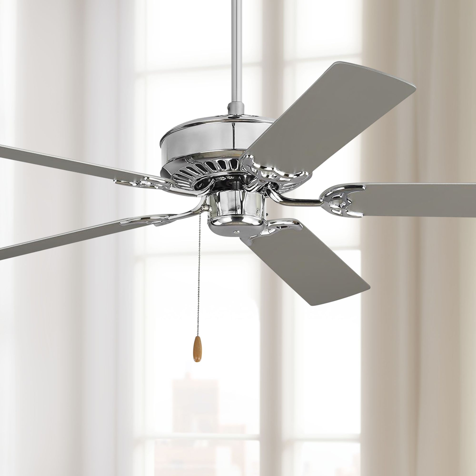 52" Monte Carlo Haven Chrome Pull Chain Ceiling Fan