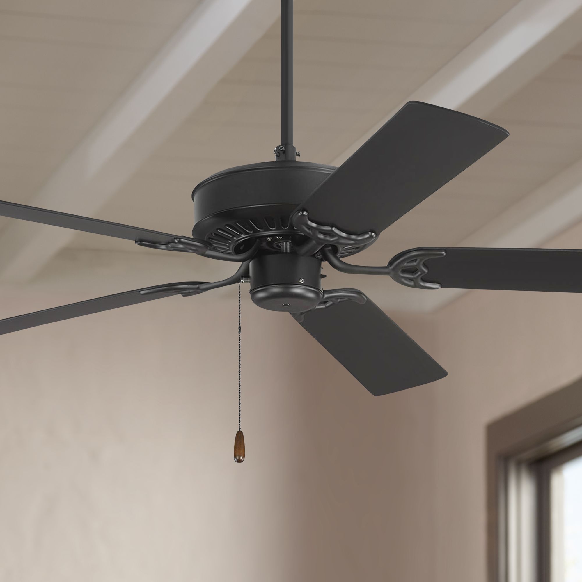 52" Monte Carlo Haven Matte Black Pull Chain Ceiling Fan