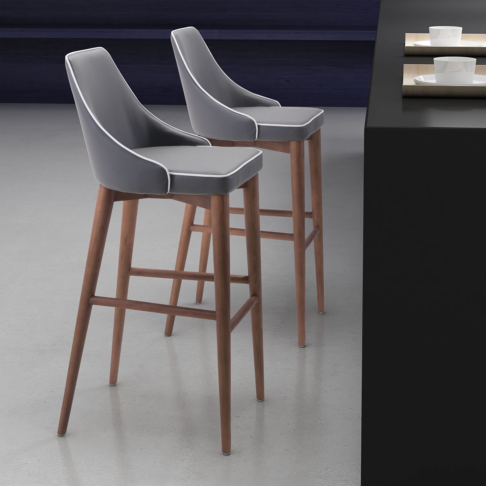Zuo Moor 30" Dark Gray Faux Leather Wing Back Modern Bar Stool - #99H87 ...