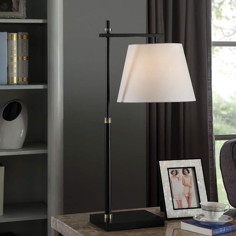 Image 1 Waterbury Black Steel Task Desk Lamp with Gold Accents