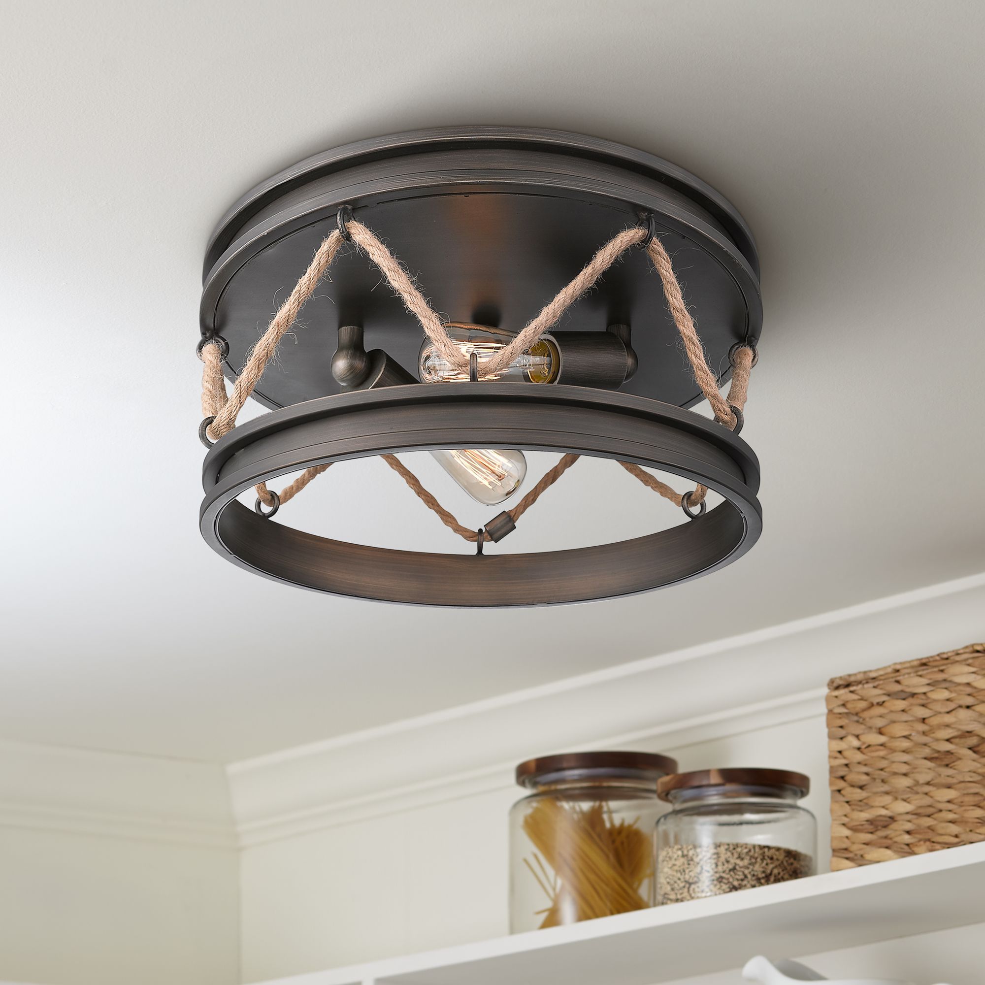 Chatham 14" Wide Gunmetal Bronze 2-Light Ceiling Light