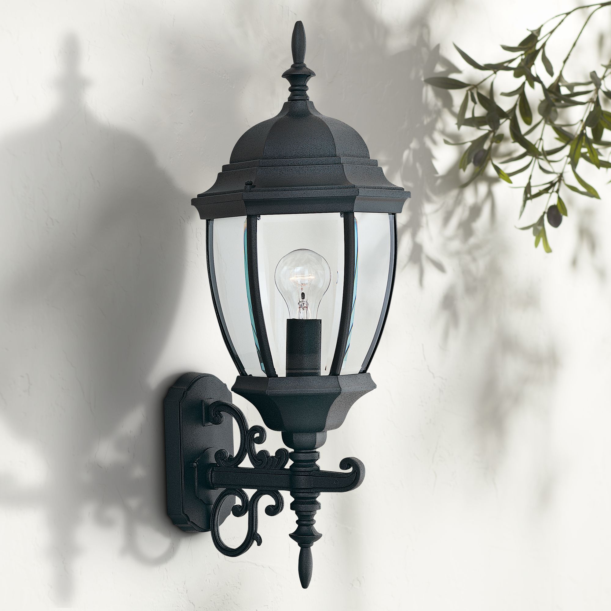 Tiverton 24 1/4"H Clear Glass Black Outdoor Wall Light