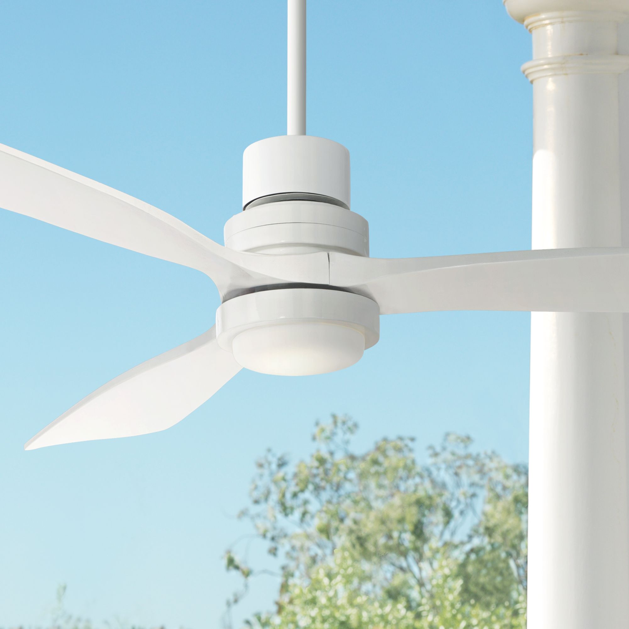 52" Casa Delta-Wing White Outdoor LED Ceiling Fan
