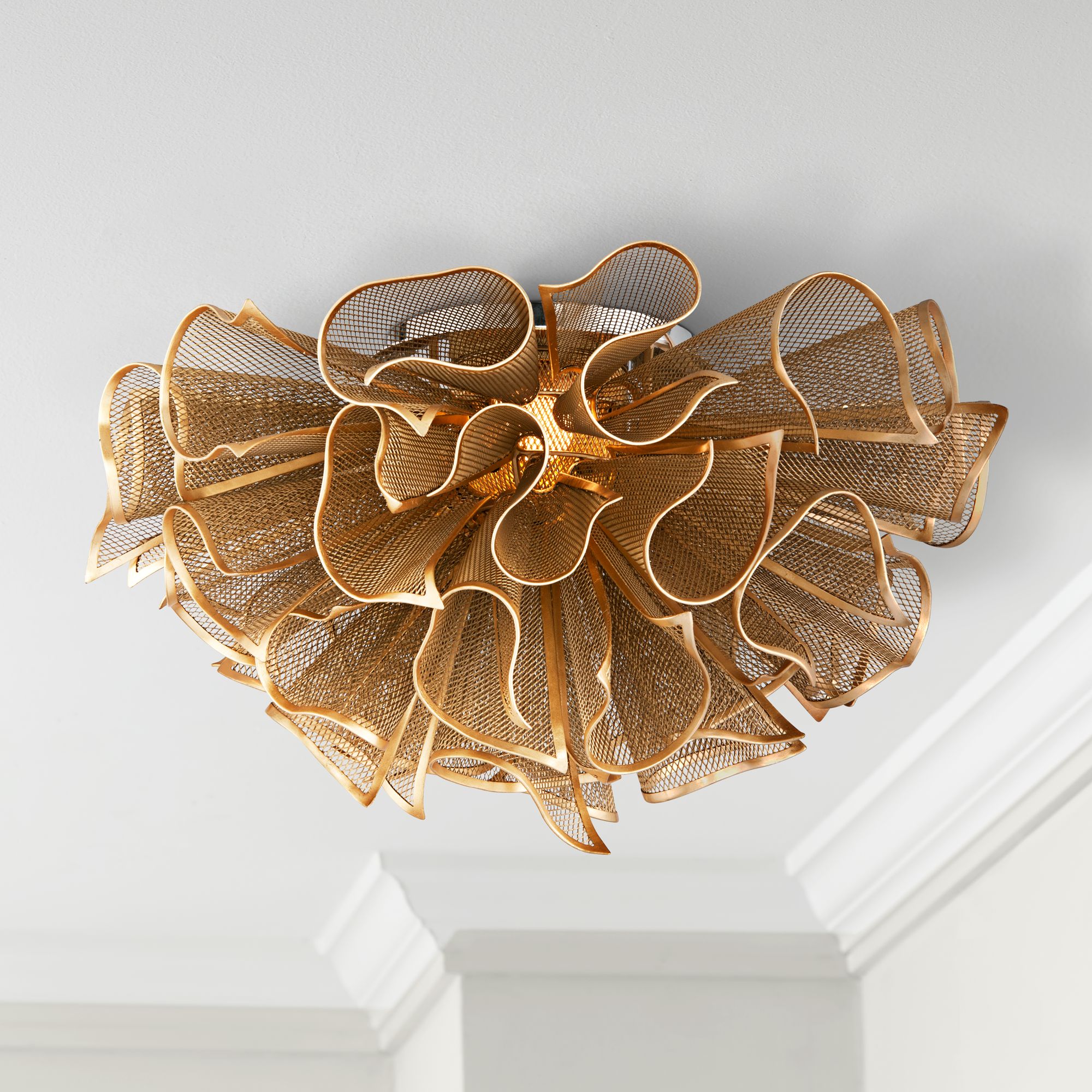 Corbett Pulse 23 1 4 Wide Gold Leaf Led Ceiling Light