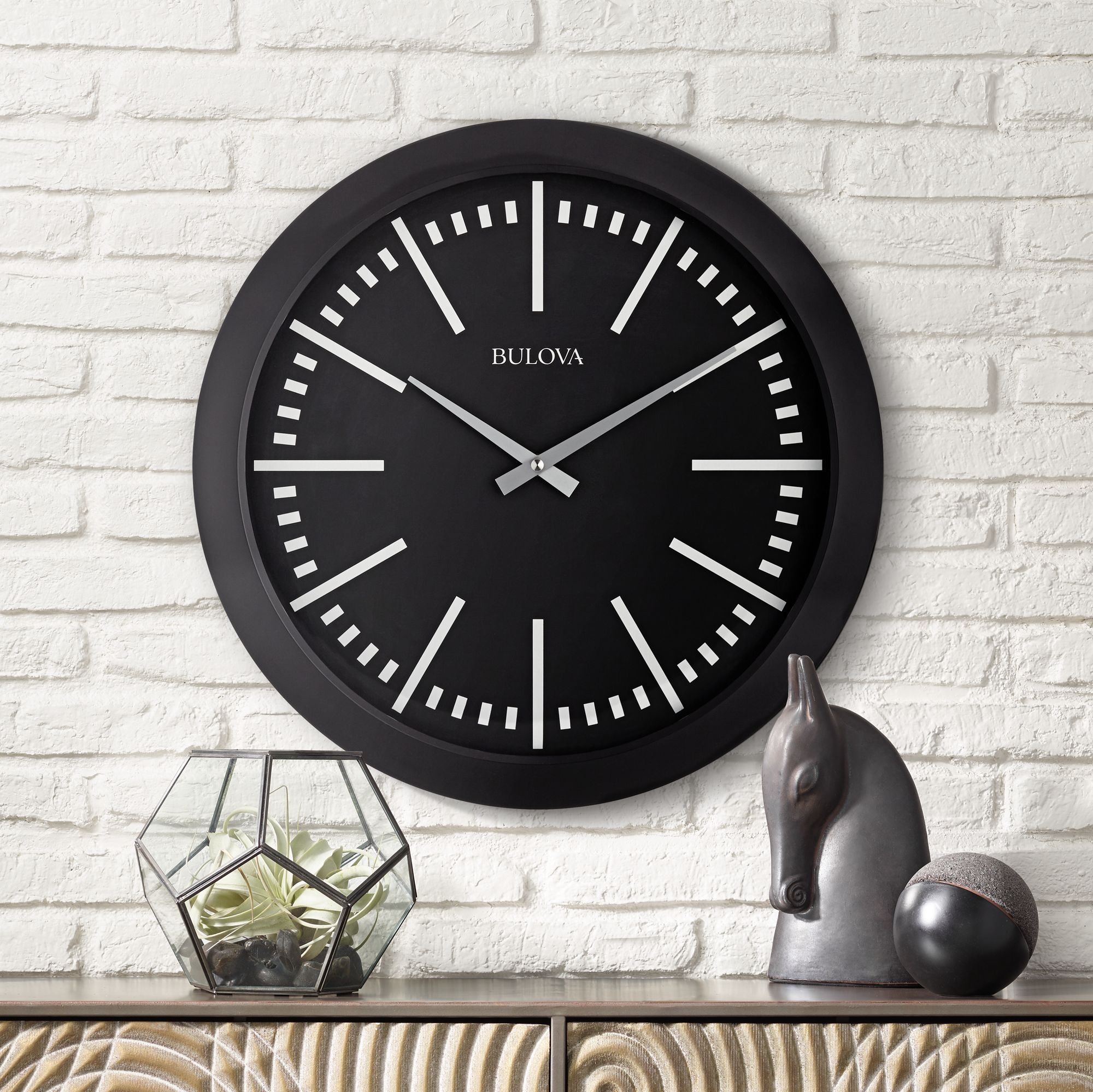 Bulova Sound Around Matte Black 16"W Bluetooth Wall Clock
