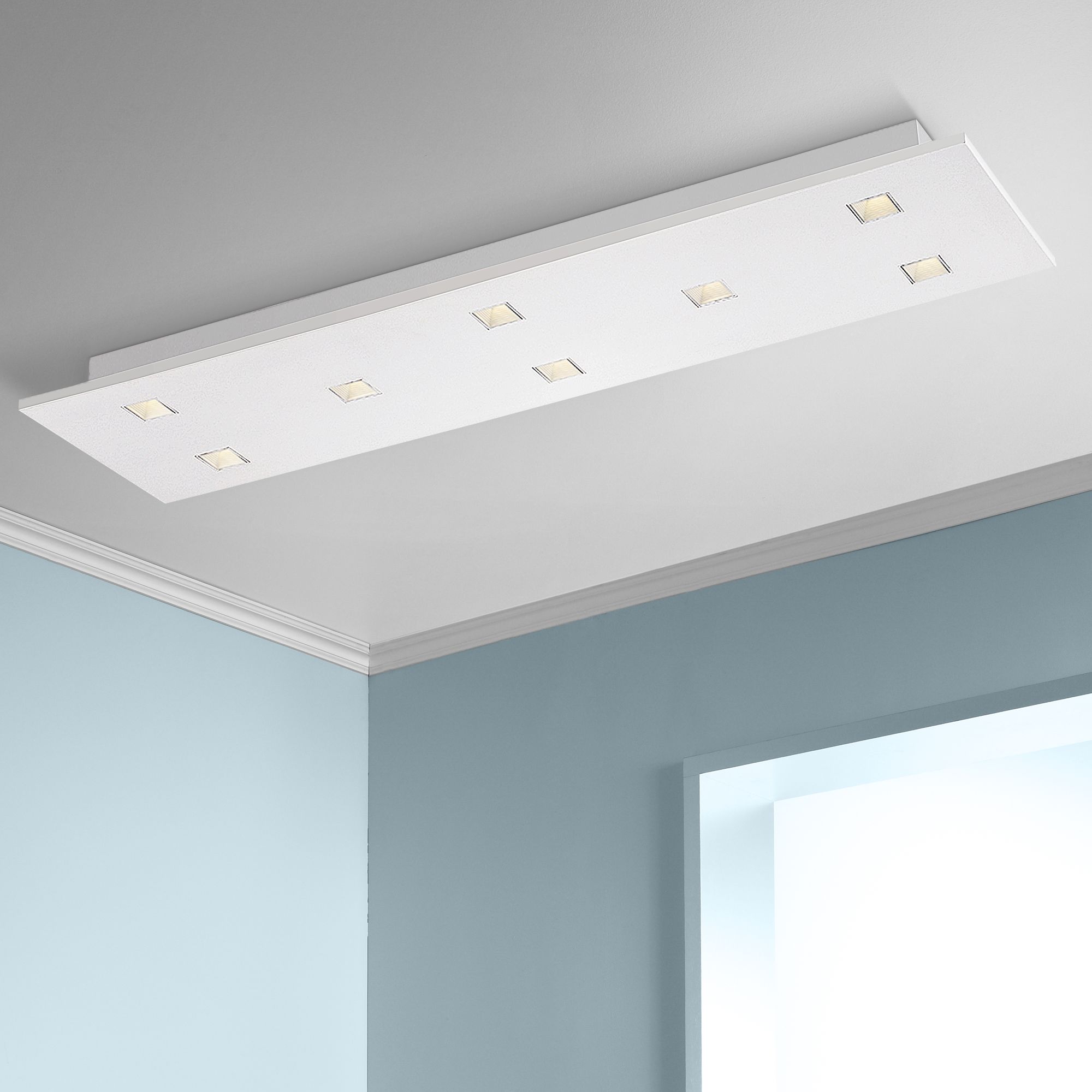 Eurofase Kano 35" Wide Aluminum 8-Light LED Ceiling Light