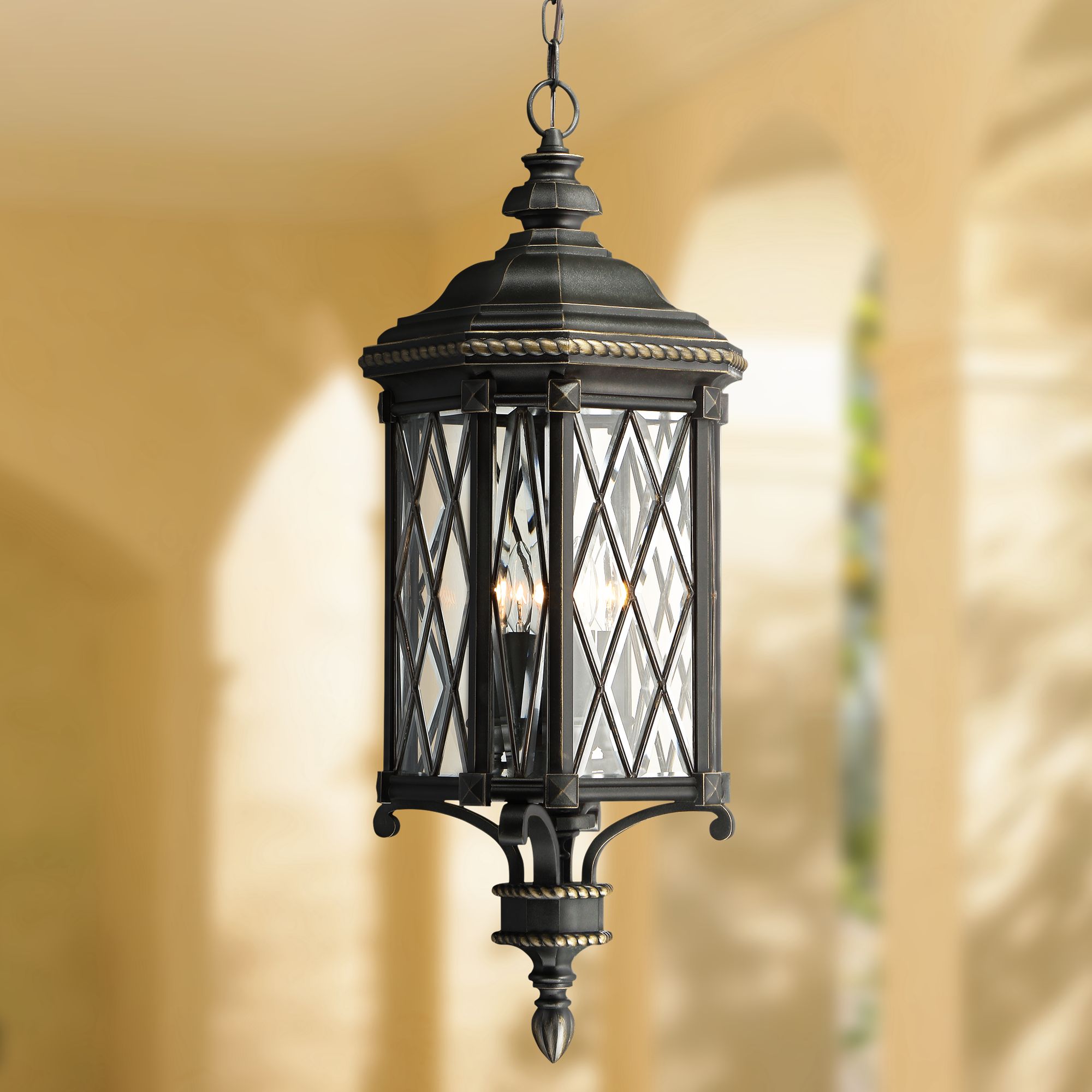 Bexley Manor 31 3/4"H Diamond Black Outdoor Hanging Light
