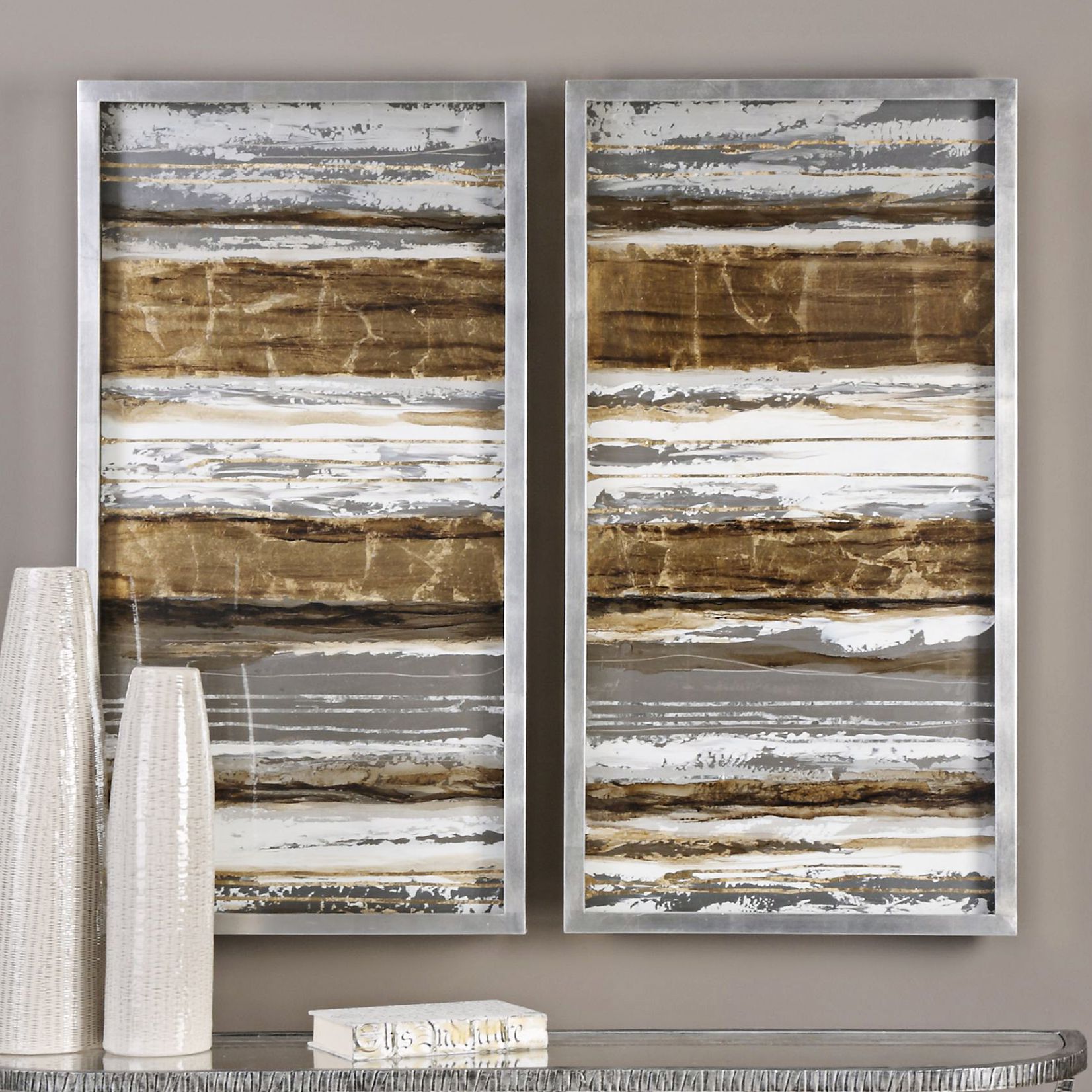 Metallic Layers 2-Piece 41 3/4" High Framed Wall Art Set
