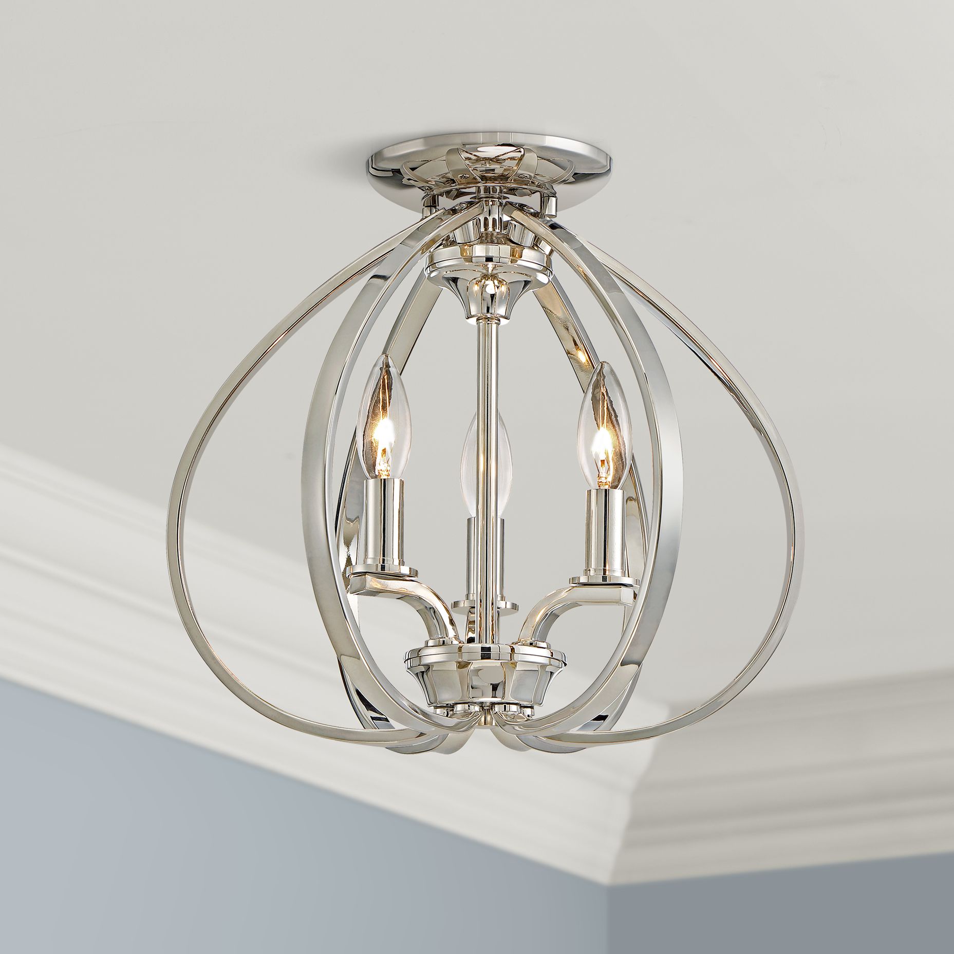 Tilbury 14" Wide Polished Nickel Ceiling Light